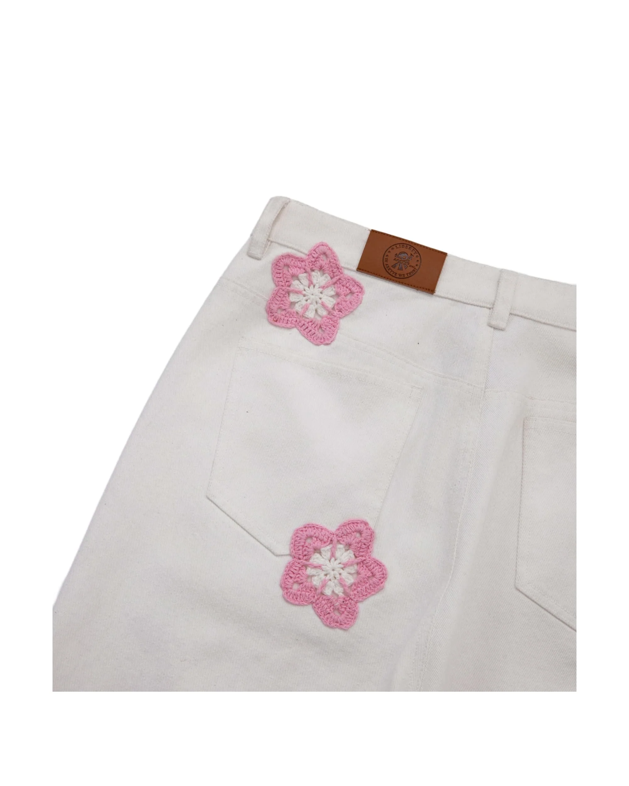 Pink Star Crochet White Denim - Image 6