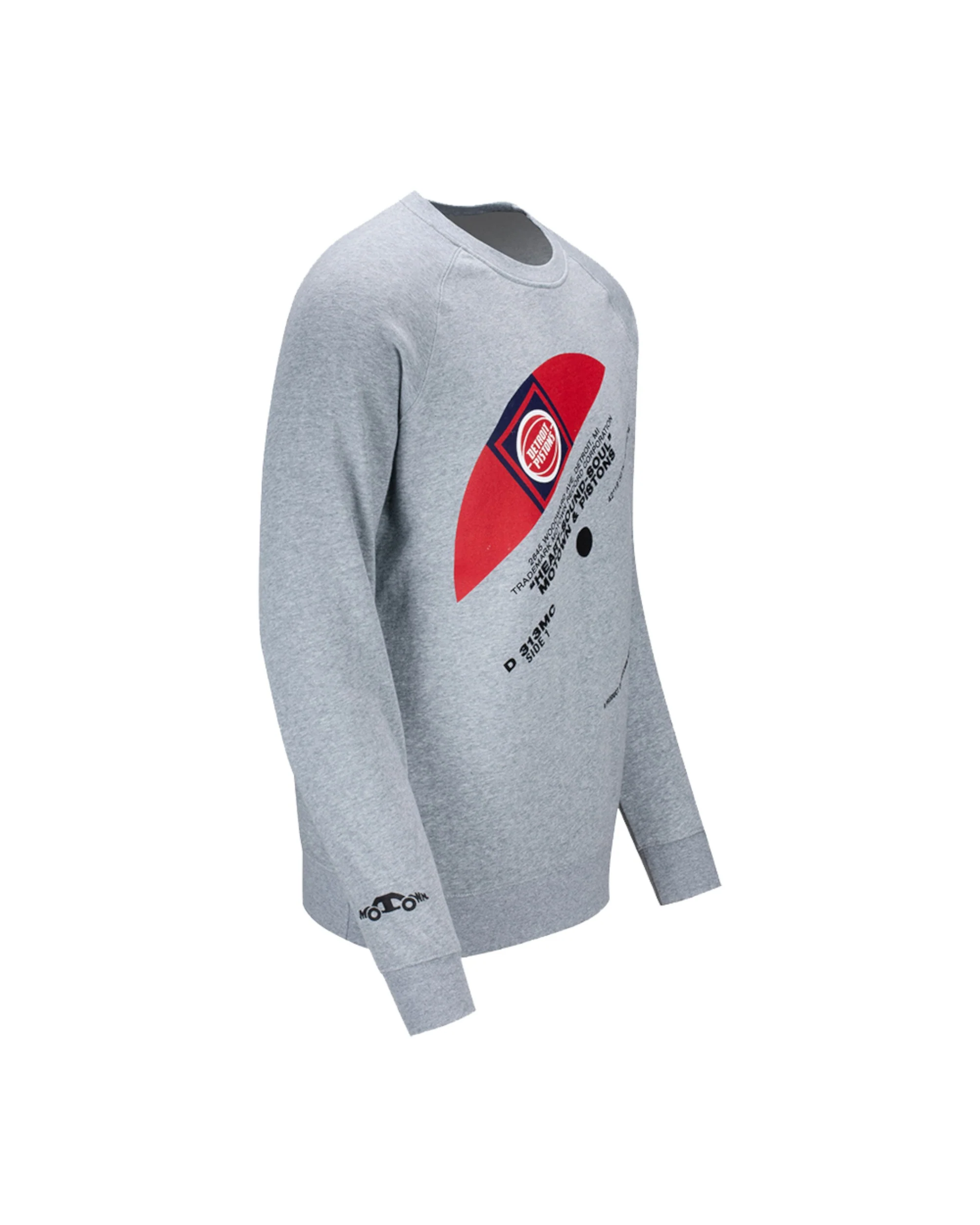 Pistons x Motown Vinyl Record Gray Crewneck Sweatshirt - Image 2