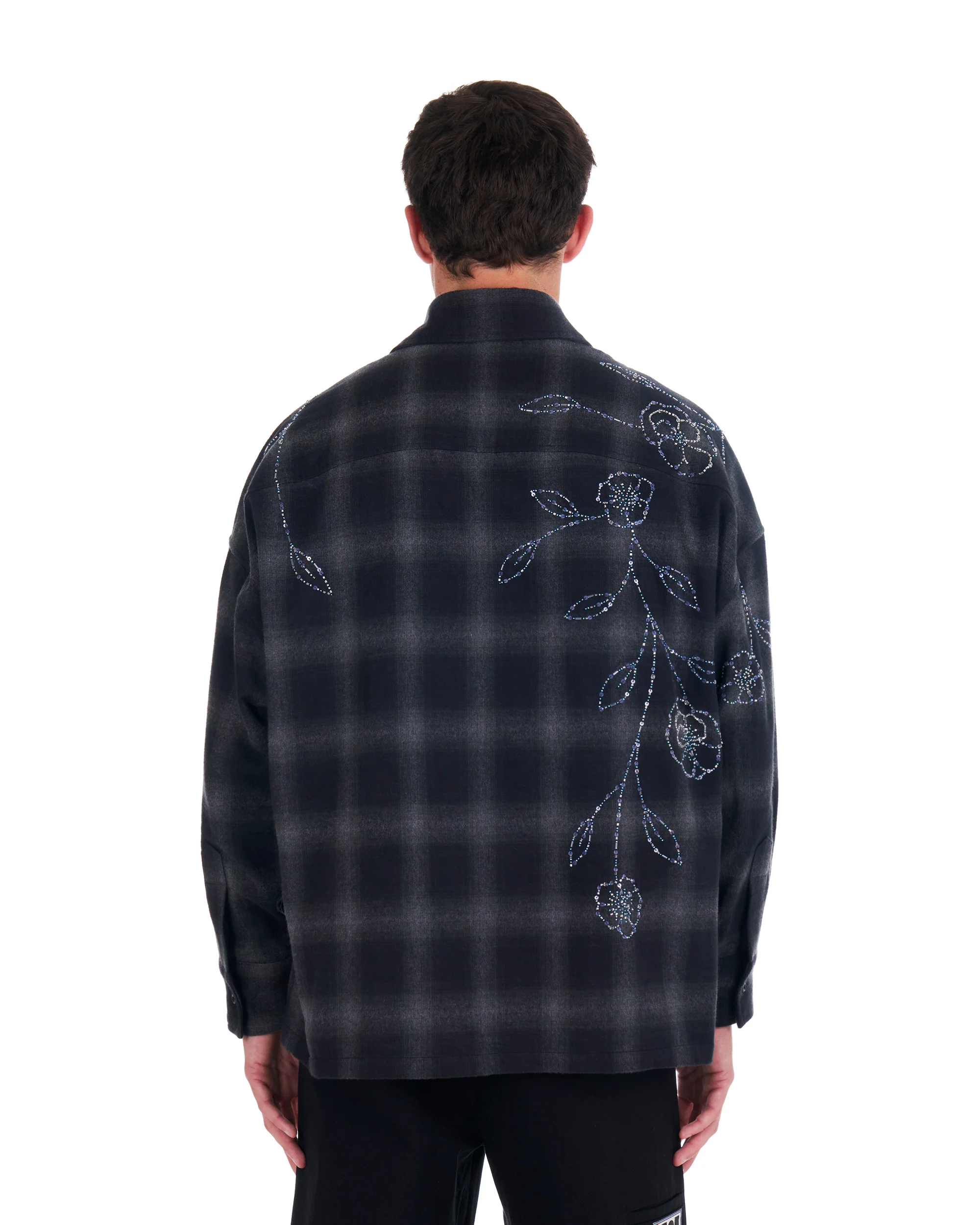 Plaid Beaded Oversized Shirt - Image 3