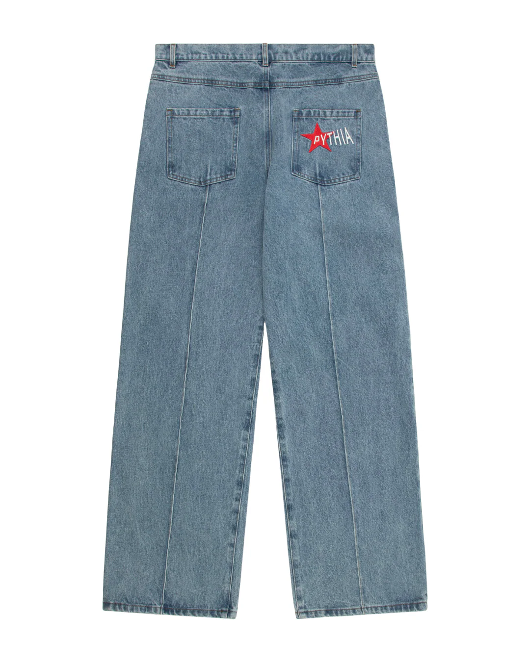 PLEATED WIDE LEG JEANS - LIGHT WASH - Image 3