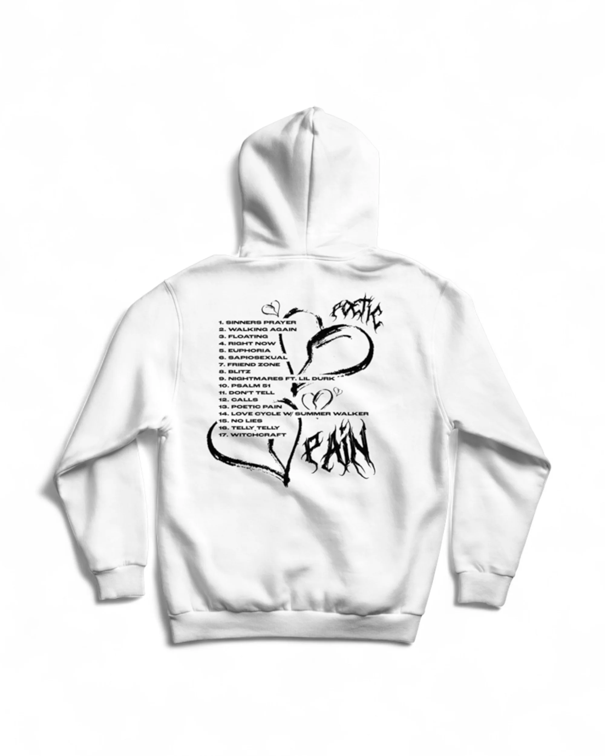 POETIC PAIN TRACKLIST WHITE HOODIE - Image 2