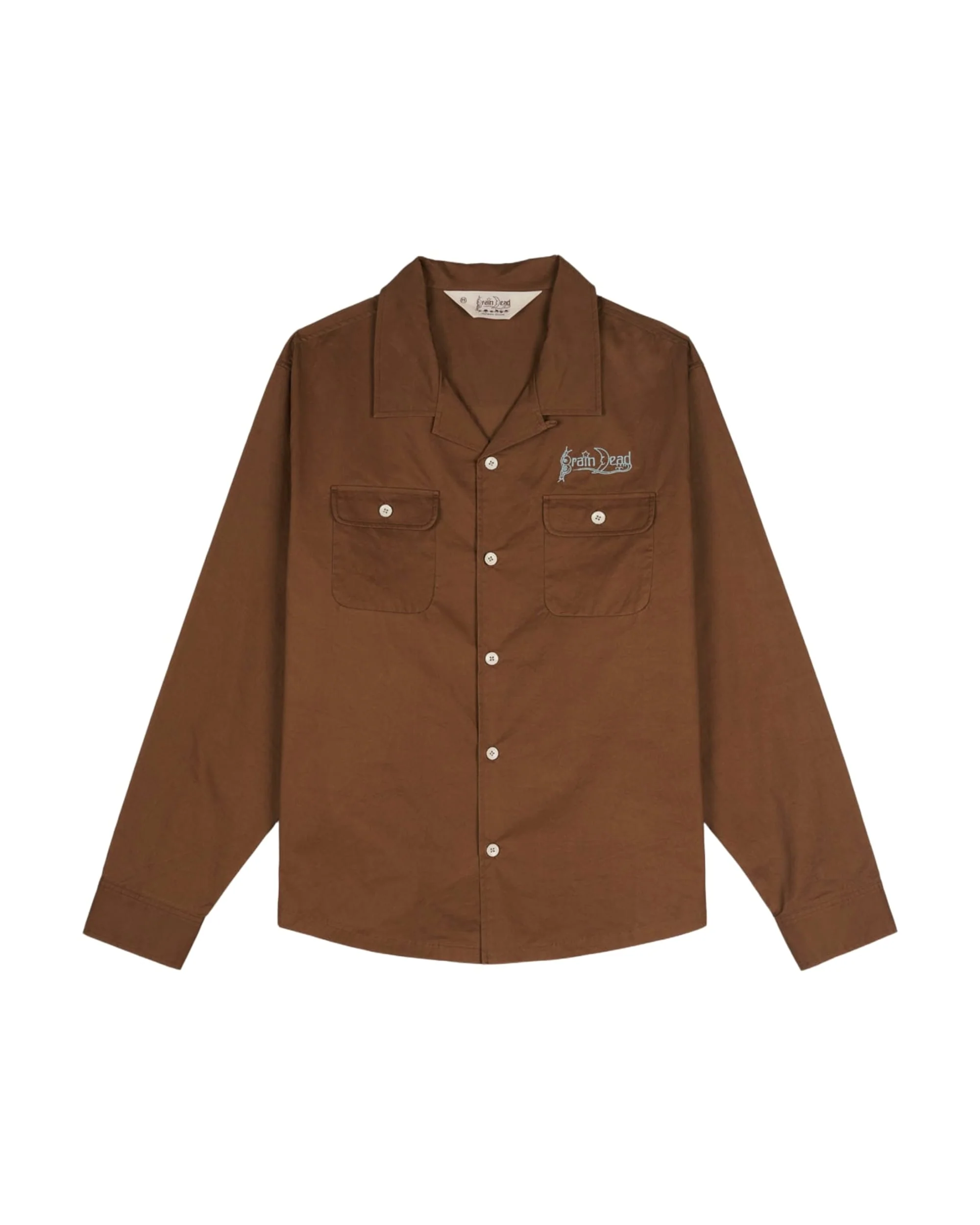 Poplin Camp Collar Shirt - Chocolate