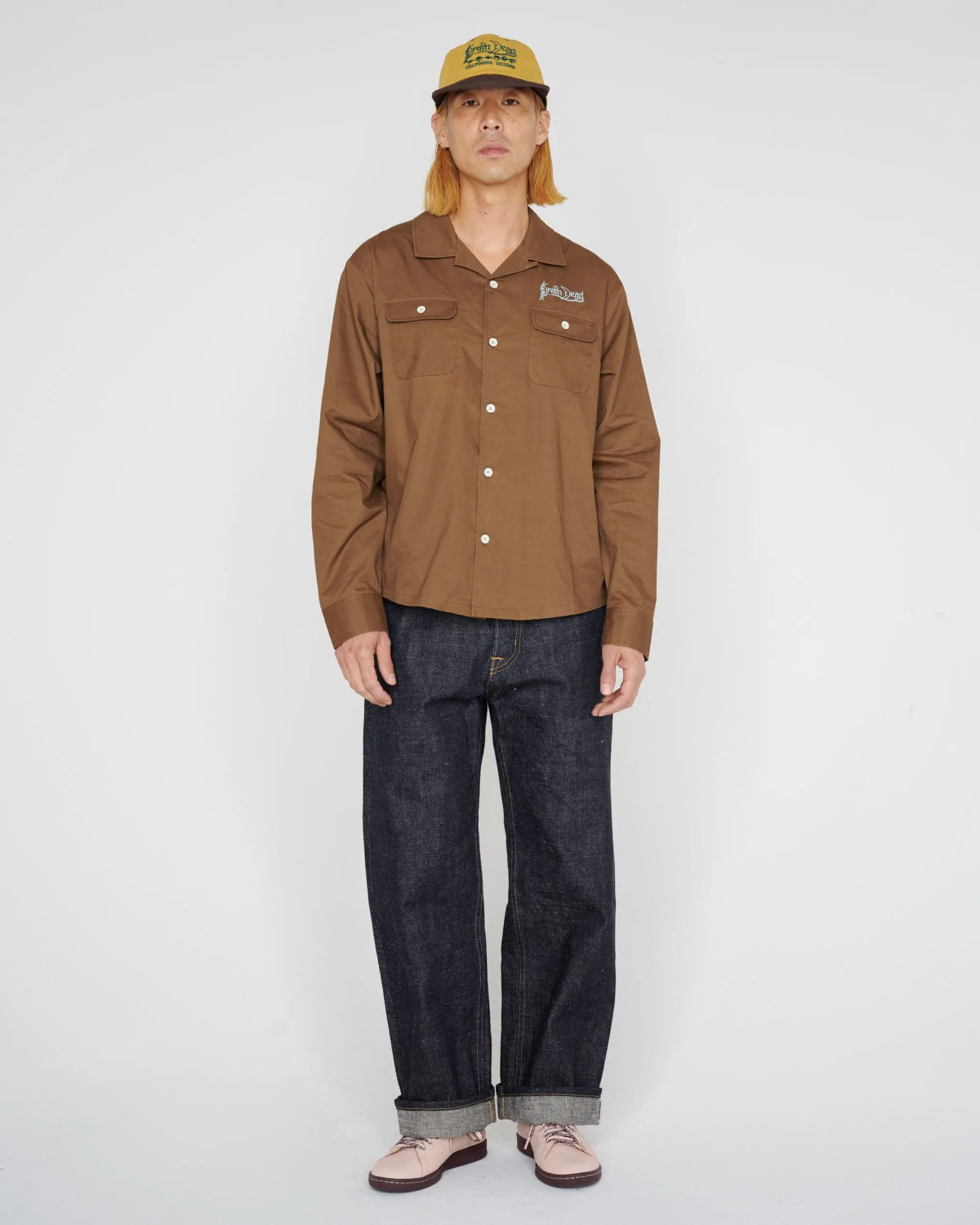 Poplin Camp Collar Shirt - Chocolate - Image 2