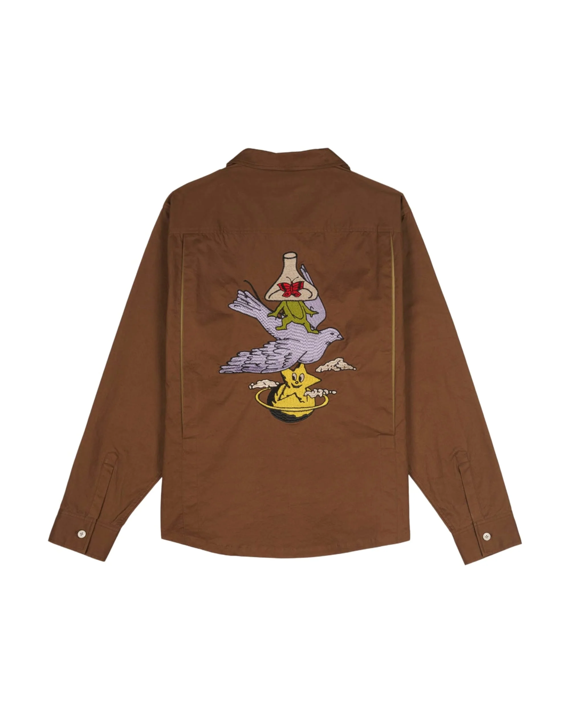 Poplin Camp Collar Shirt - Chocolate - Image 3