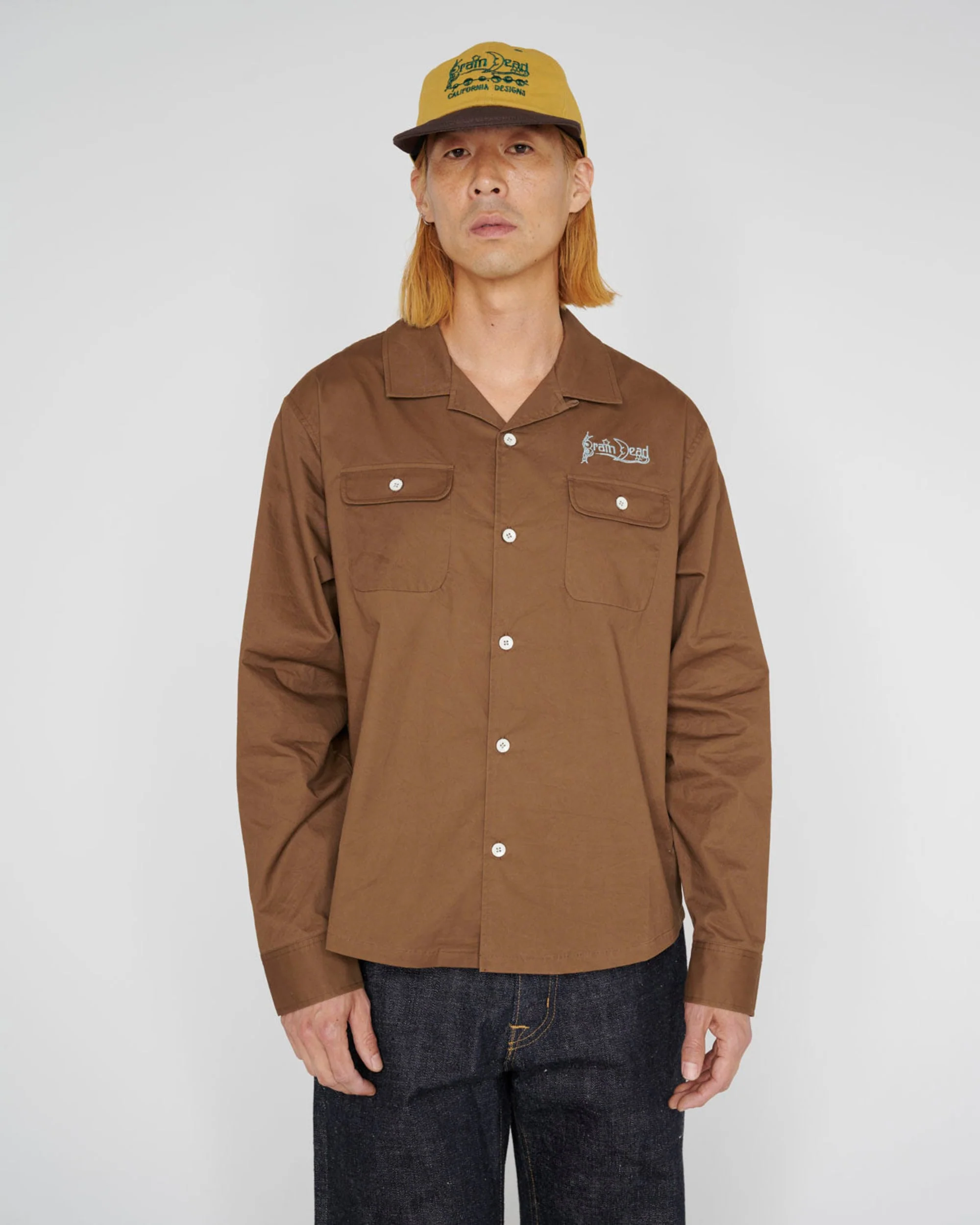 Poplin Camp Collar Shirt - Chocolate - Image 5