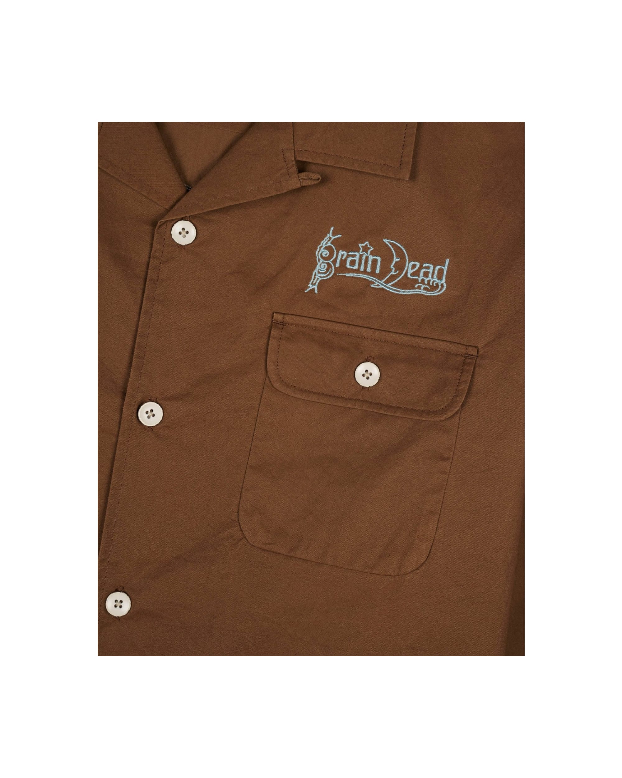 Poplin Camp Collar Shirt - Chocolate - Image 9