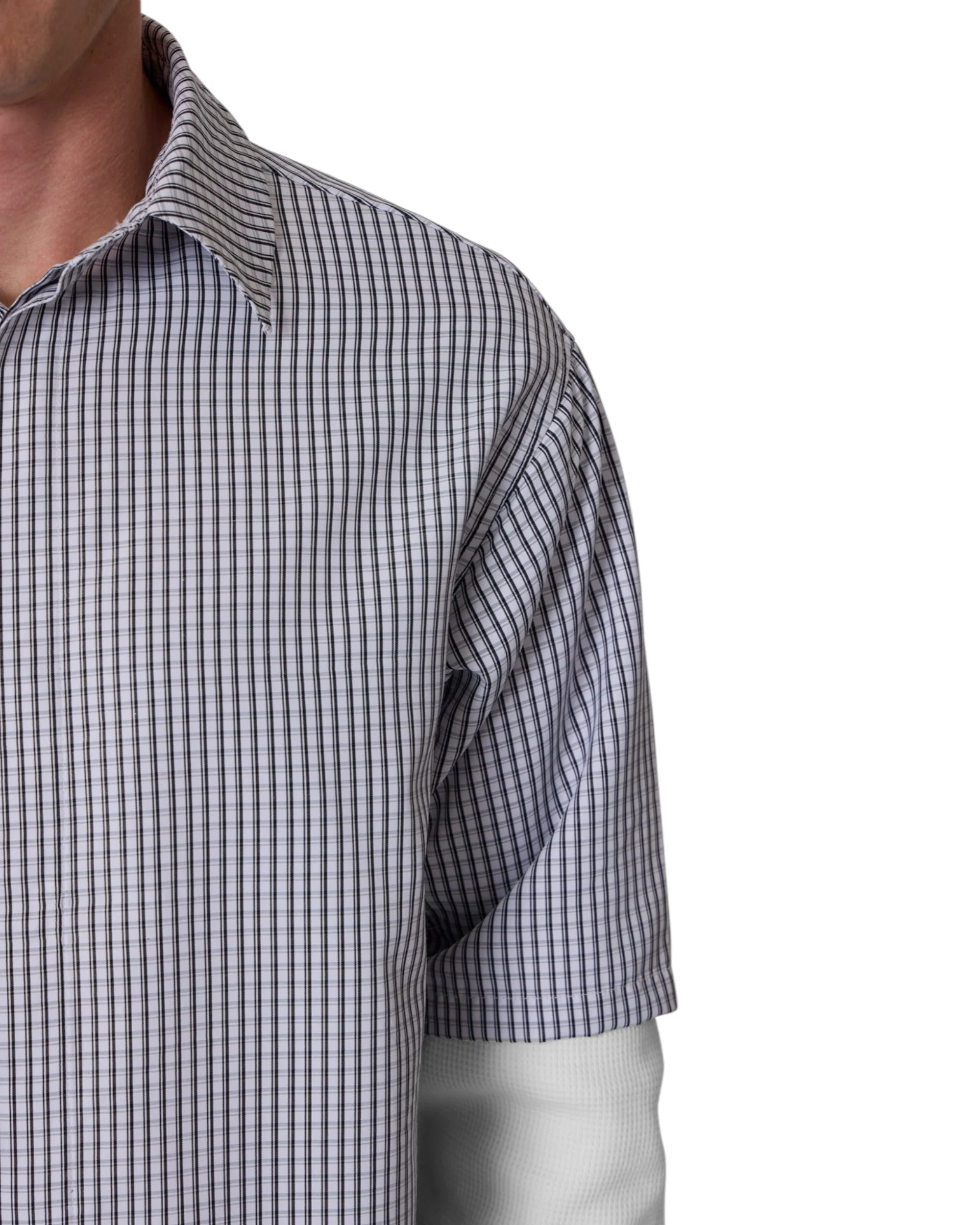 Poplin Thermal Cropped Shirt - Black/White - Image 6