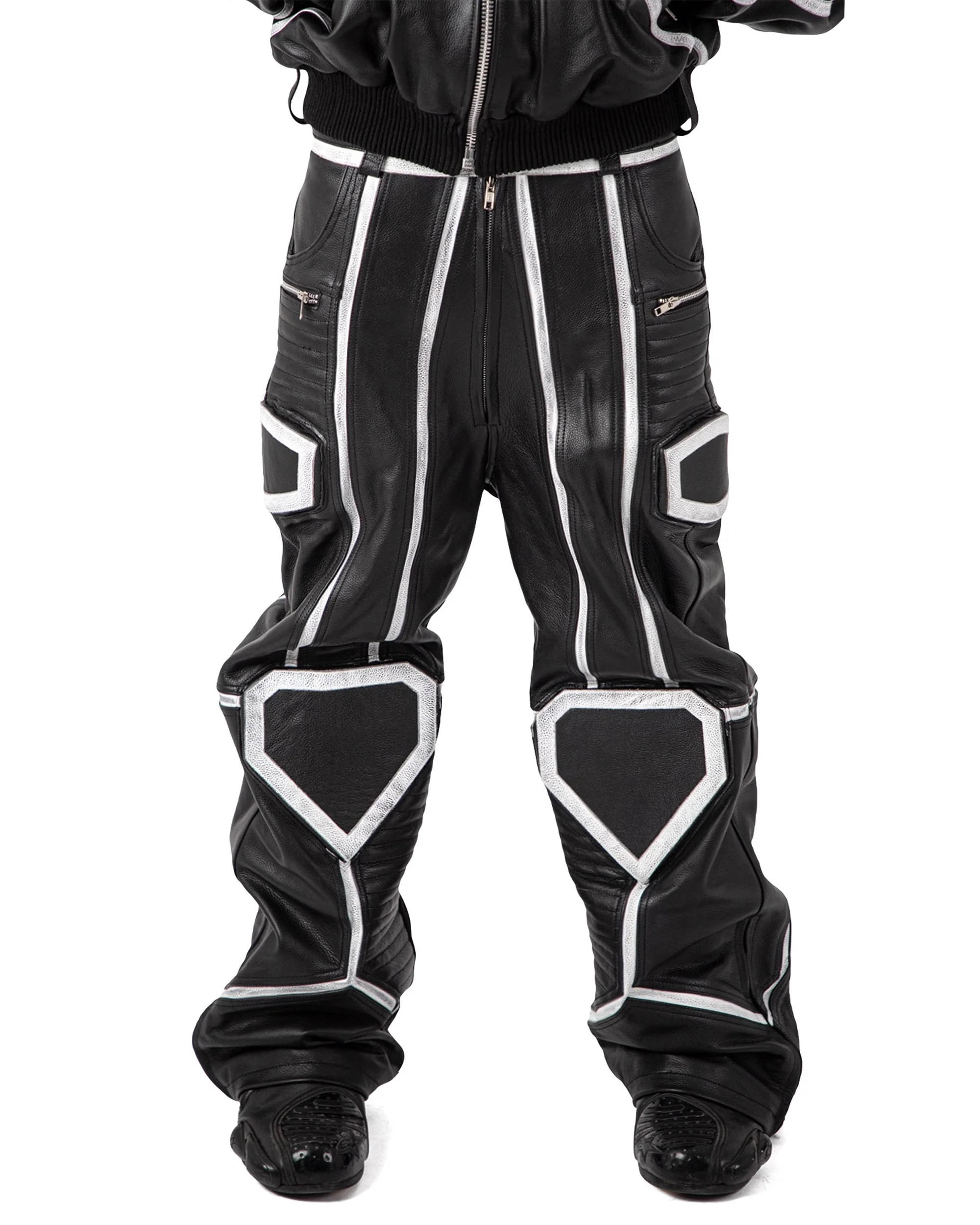 "PRYZM" MOTO PANTS - BLACK/WHITE - Image 3