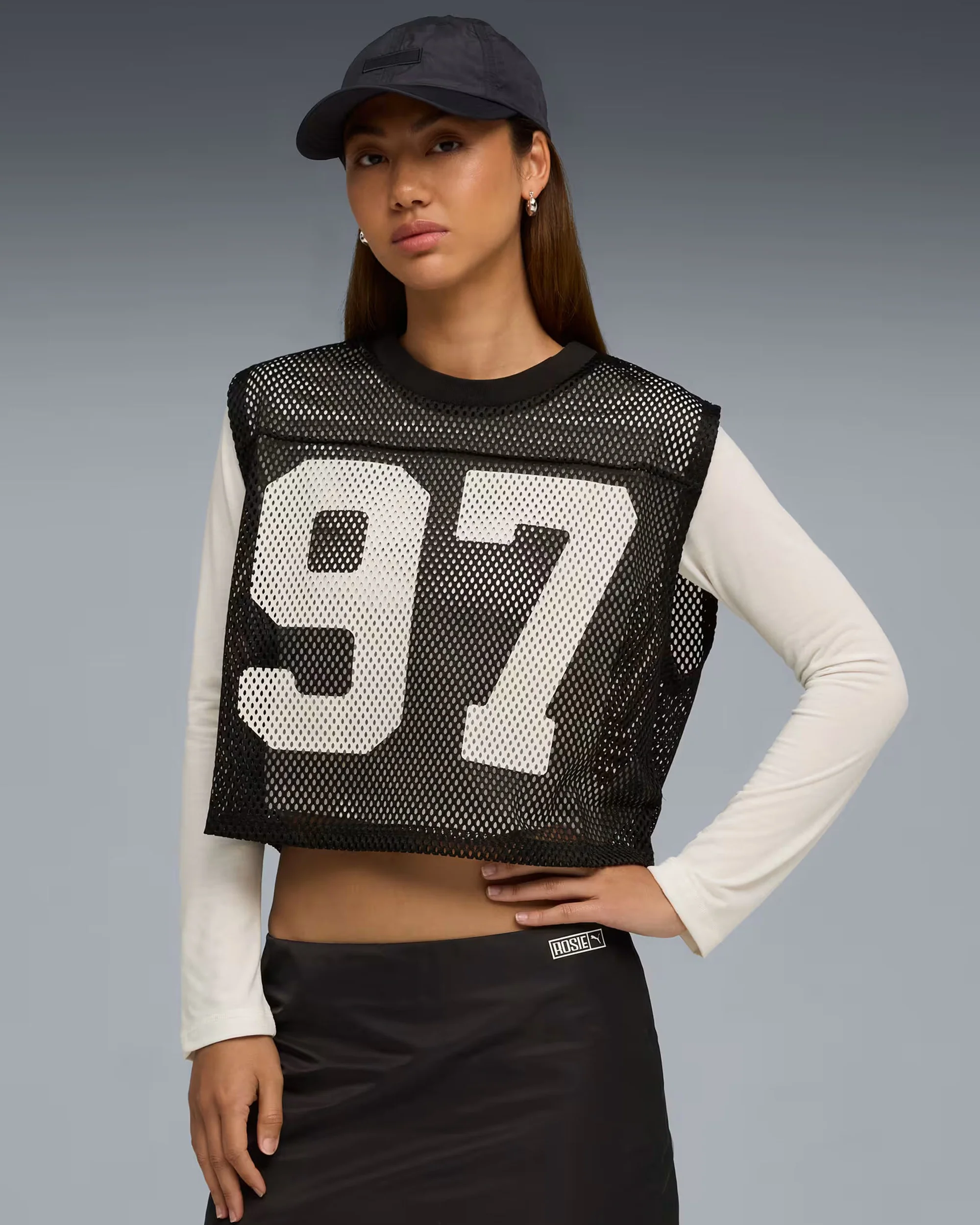 PUMA X ROSE RELAXED MESH TOP BLACK - Image 2