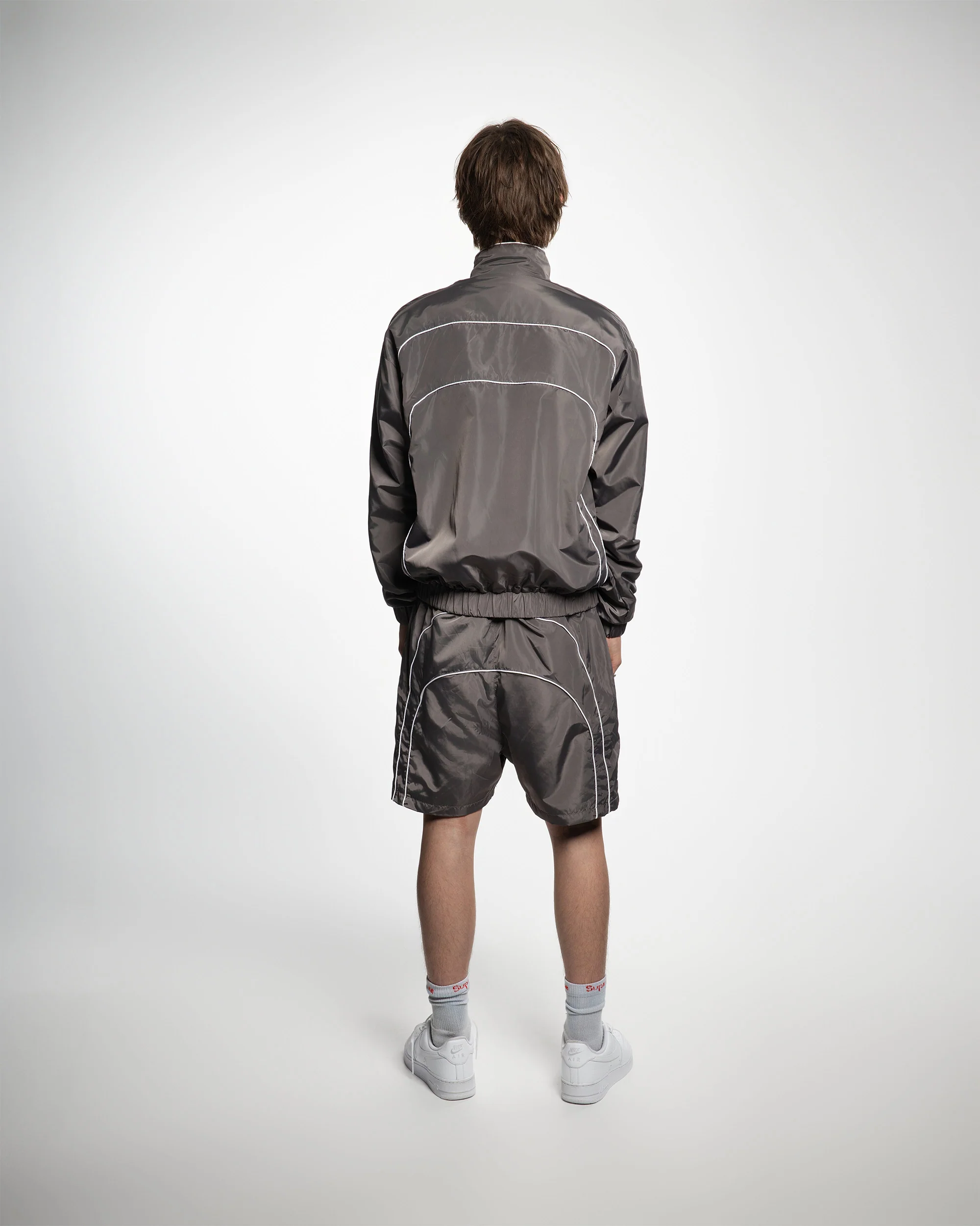 “RADIANT AURA” NYLON TRACK JACKET ( SHADOW GREY) - Image 4