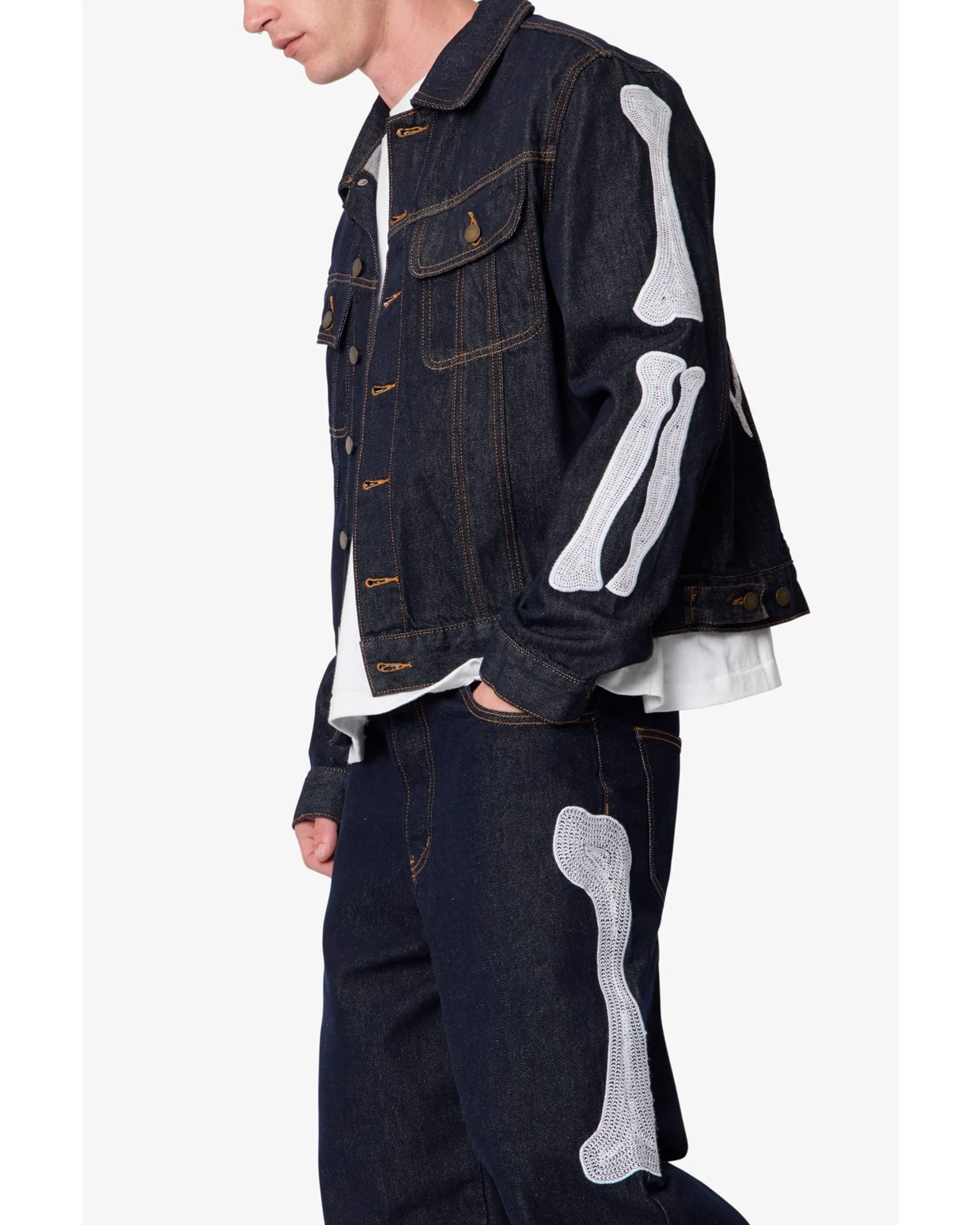 Raw Skeleton Trucker Jacket - Rinsed Indigo - Image 4
