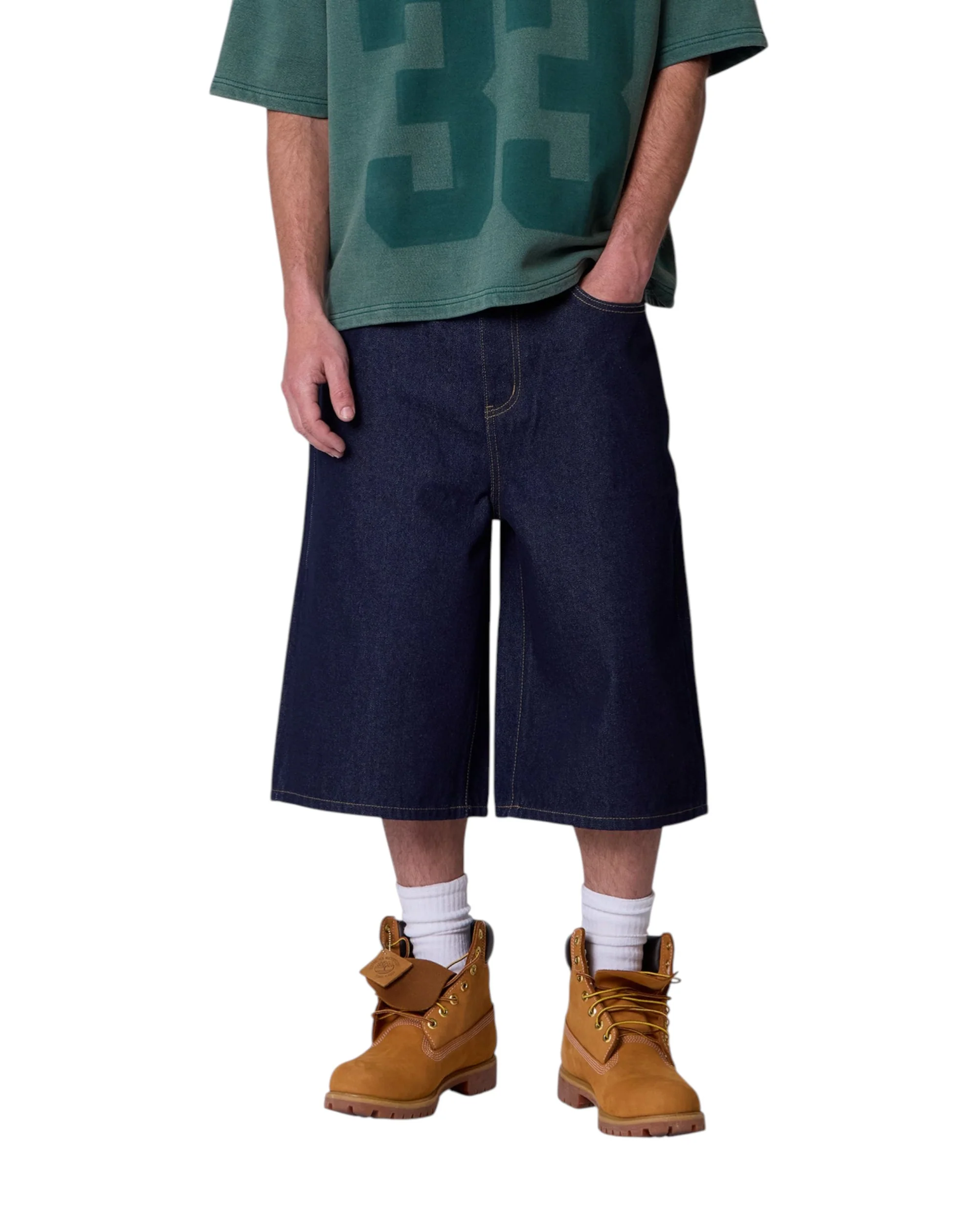 Raw Ultra Baggy Denim Shorts - Rinsed Indigo - Image 4