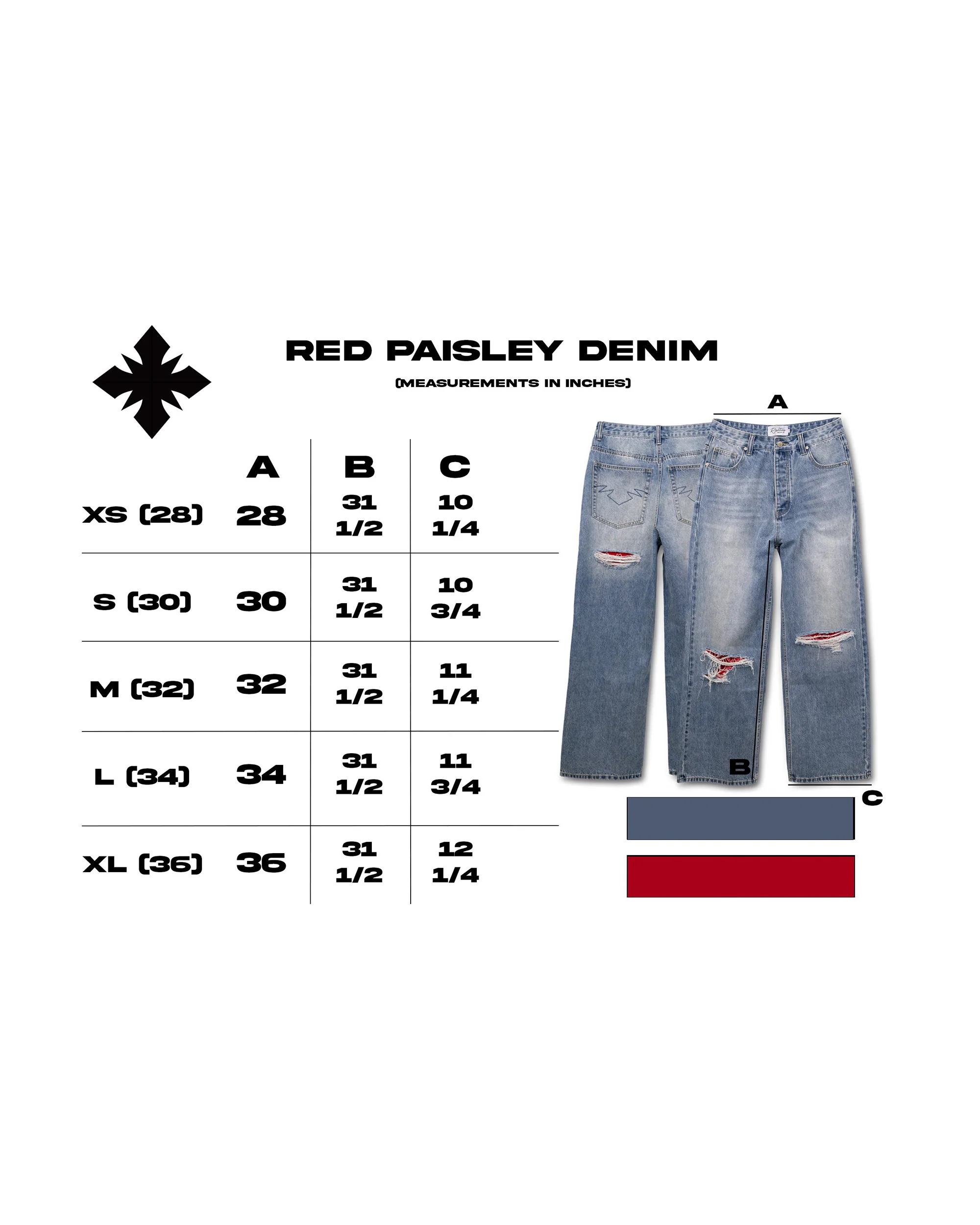 "Red Paisley" Distressed Denim - Image 11