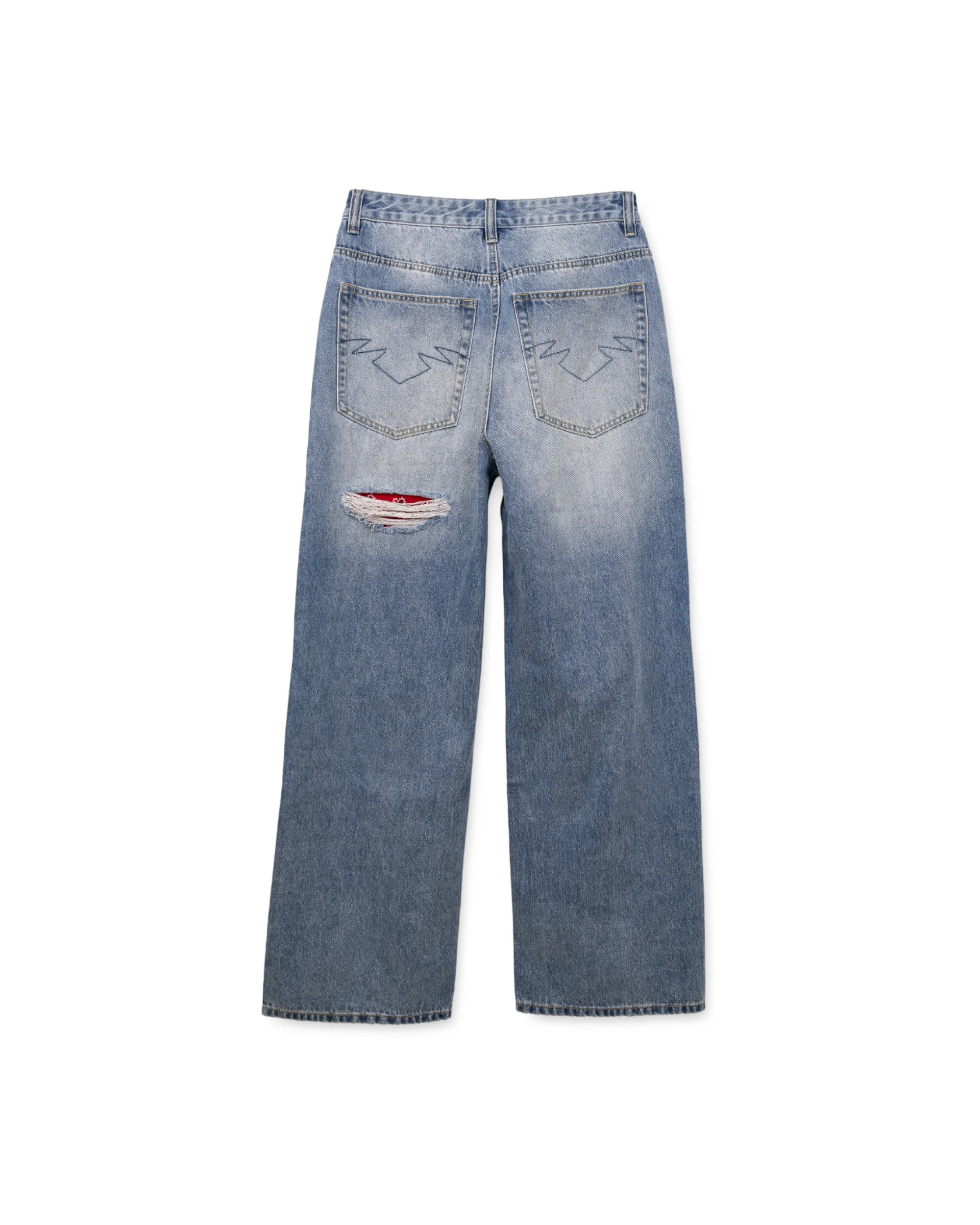 "Red Paisley" Distressed Denim - Image 3