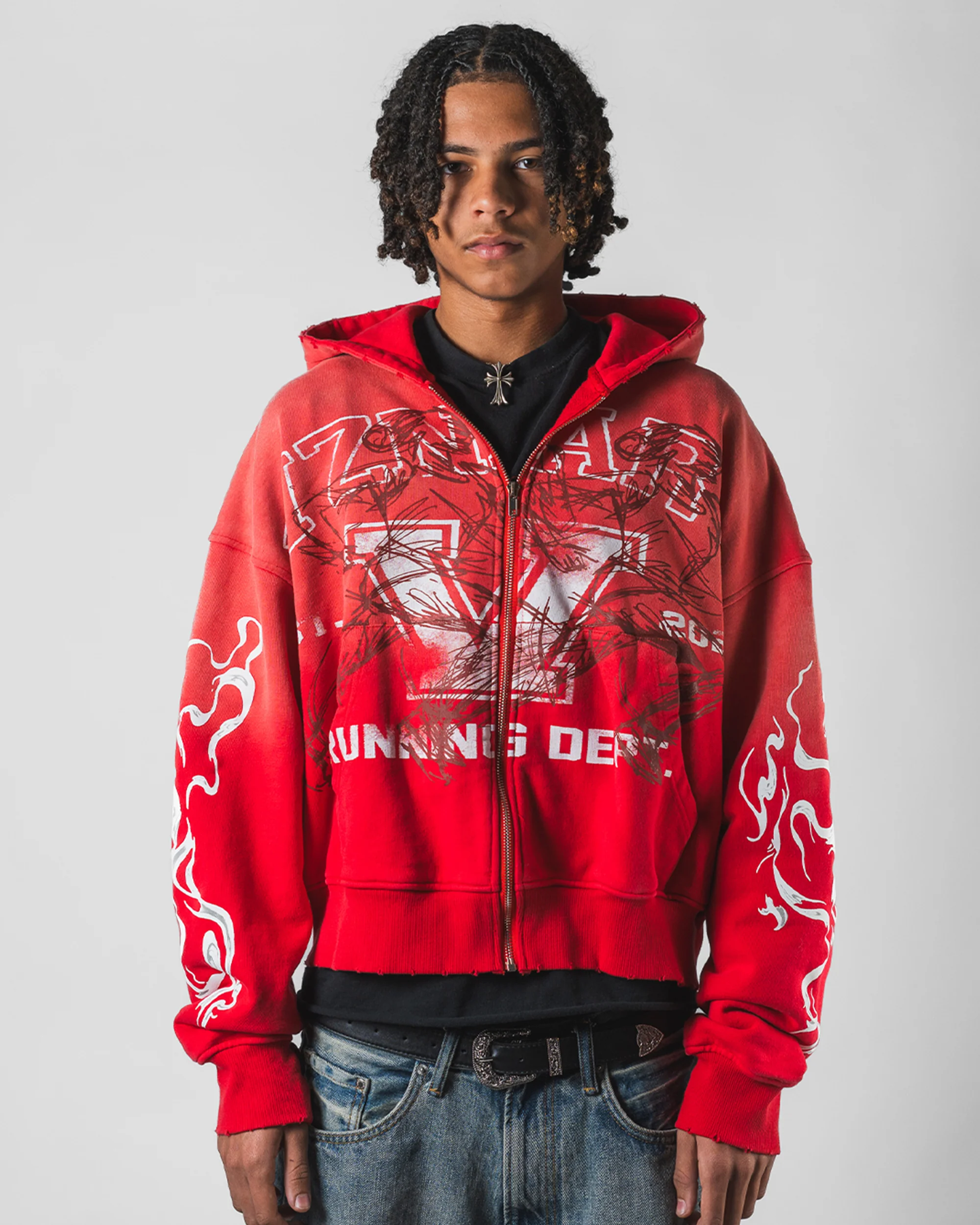 "RED RUSH" BOXY OVERSIZED ZIP UP JACKET - Image 2