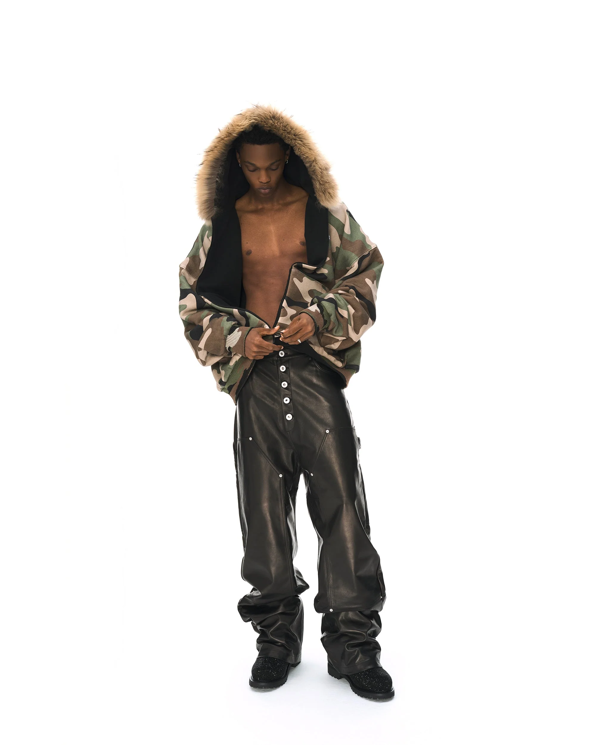 REVERSIBLE FUR ZIPPED HOODIE - Image 25
