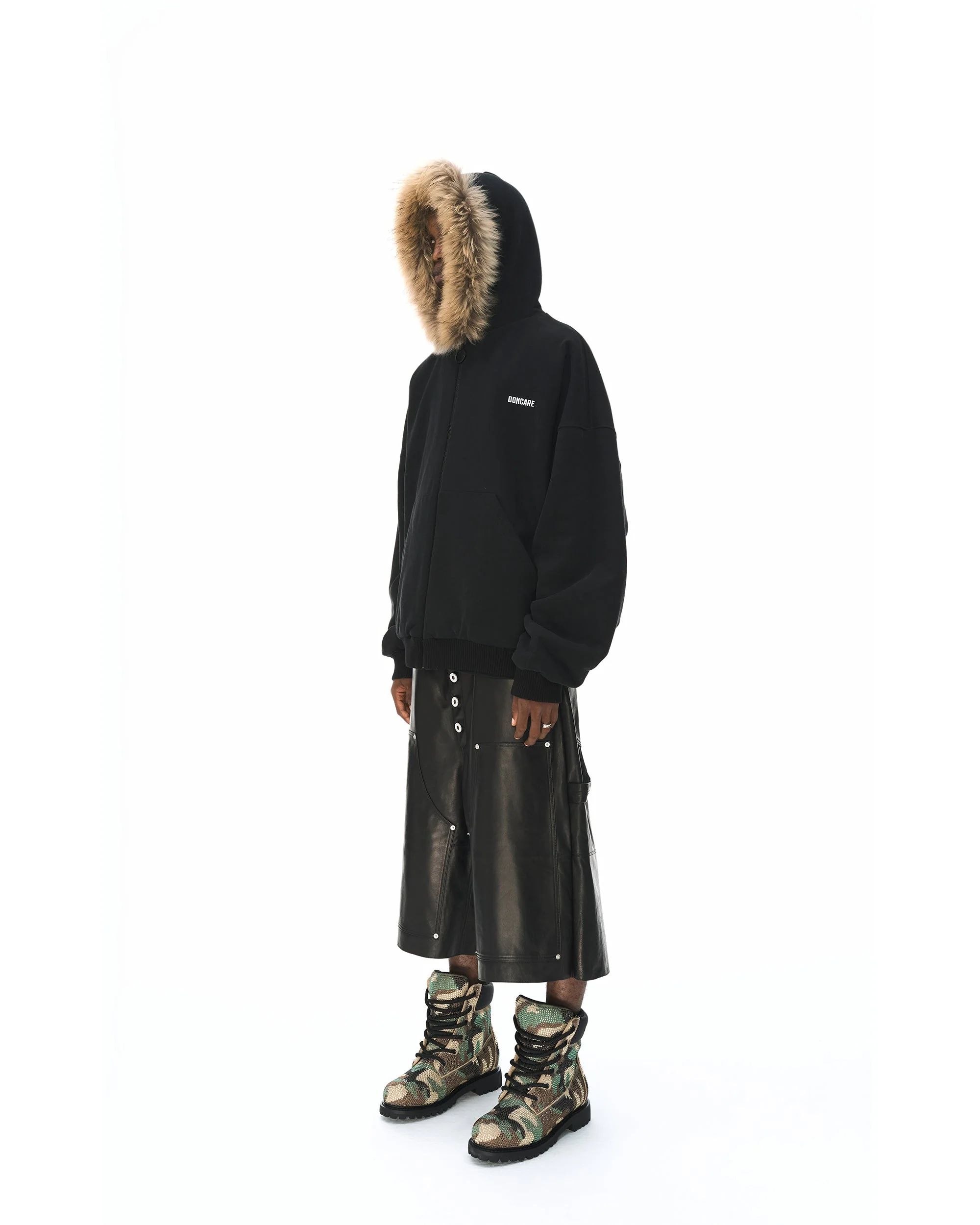 REVERSIBLE FUR ZIPPED HOODIE - Image 42