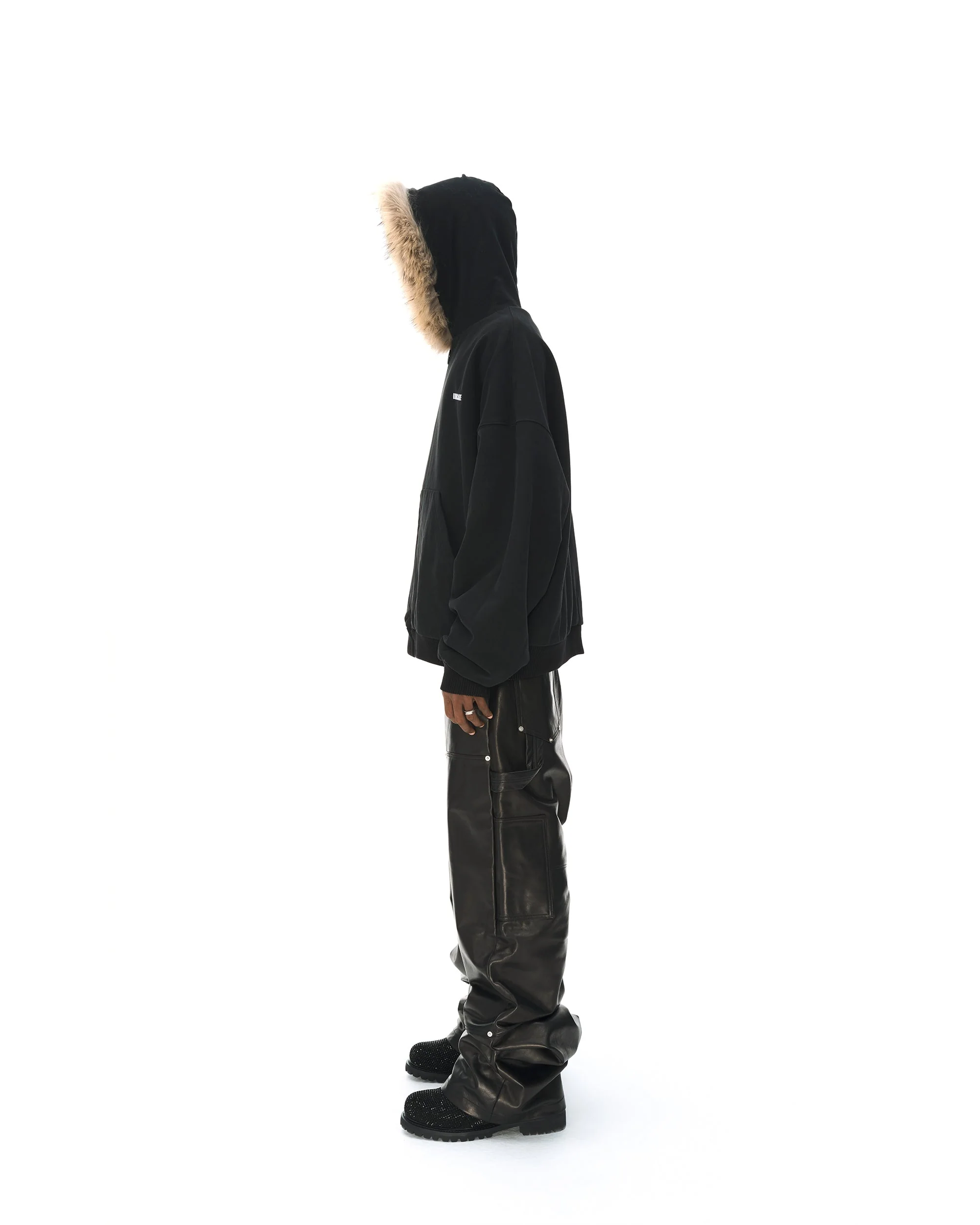 REVERSIBLE FUR ZIPPED HOODIE - Image 43