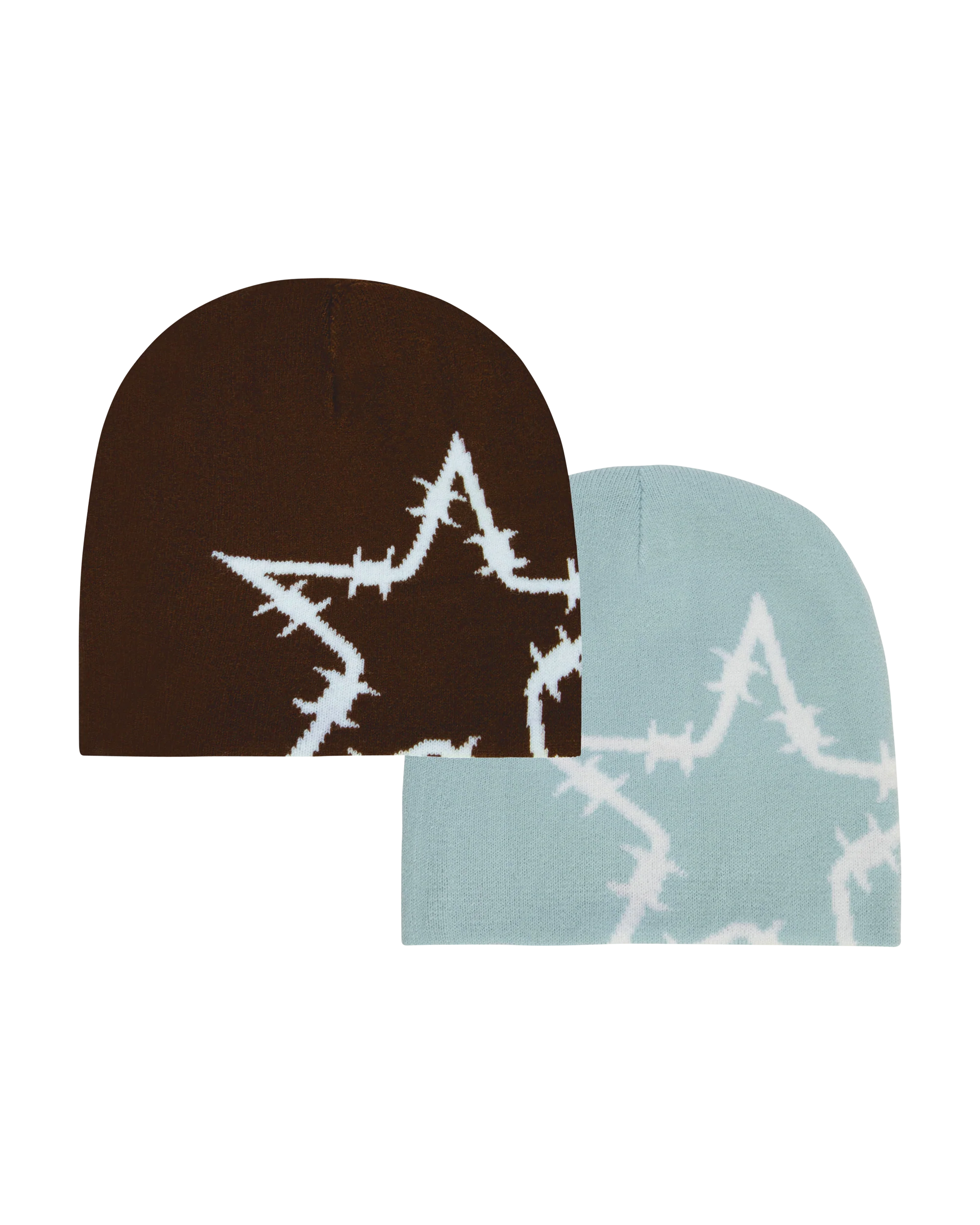 REVERSIBLE JACQUARD KNIT BEANIE - BLUE/BROWN - Image 2