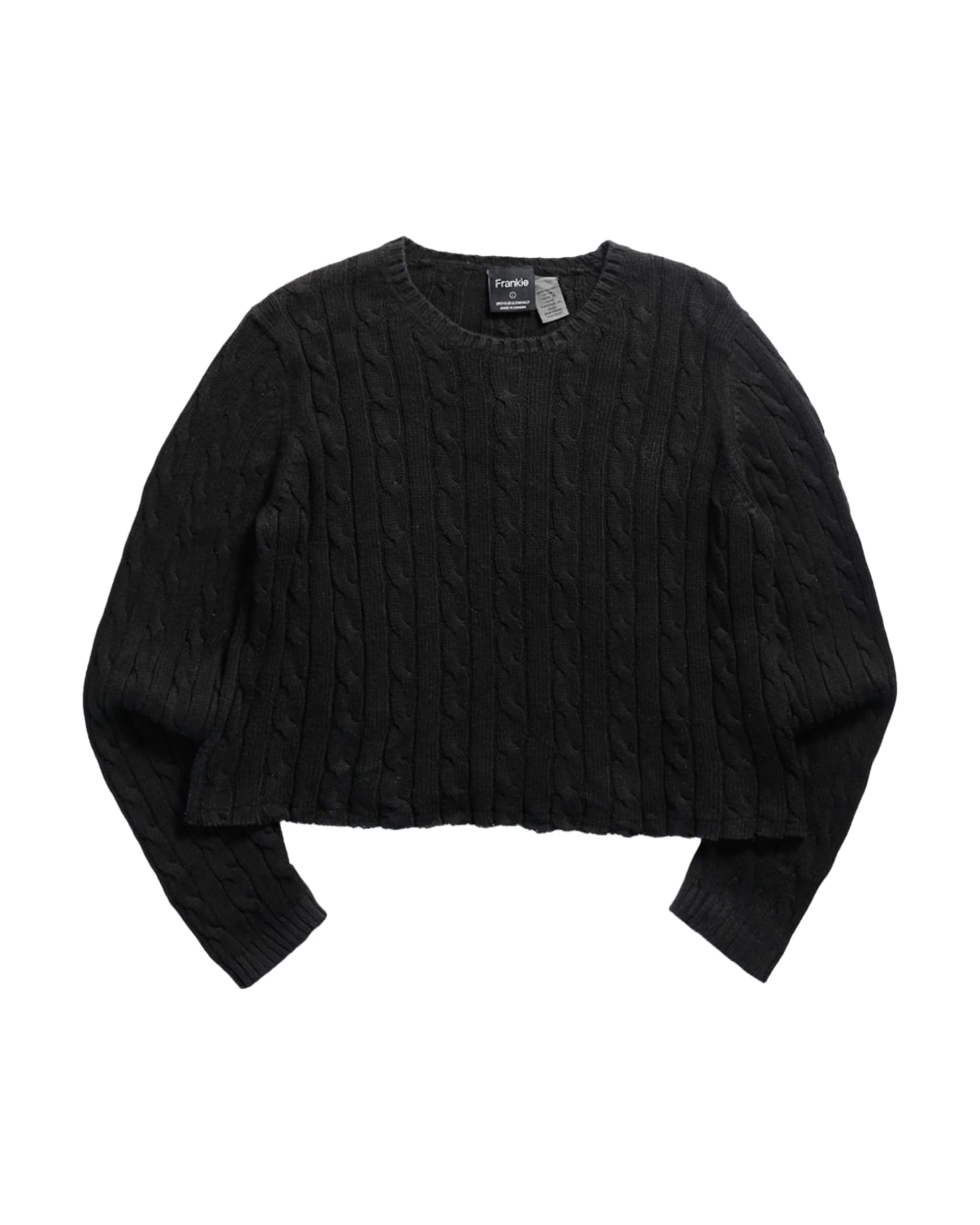 Rework Crop Knit Sweater - L