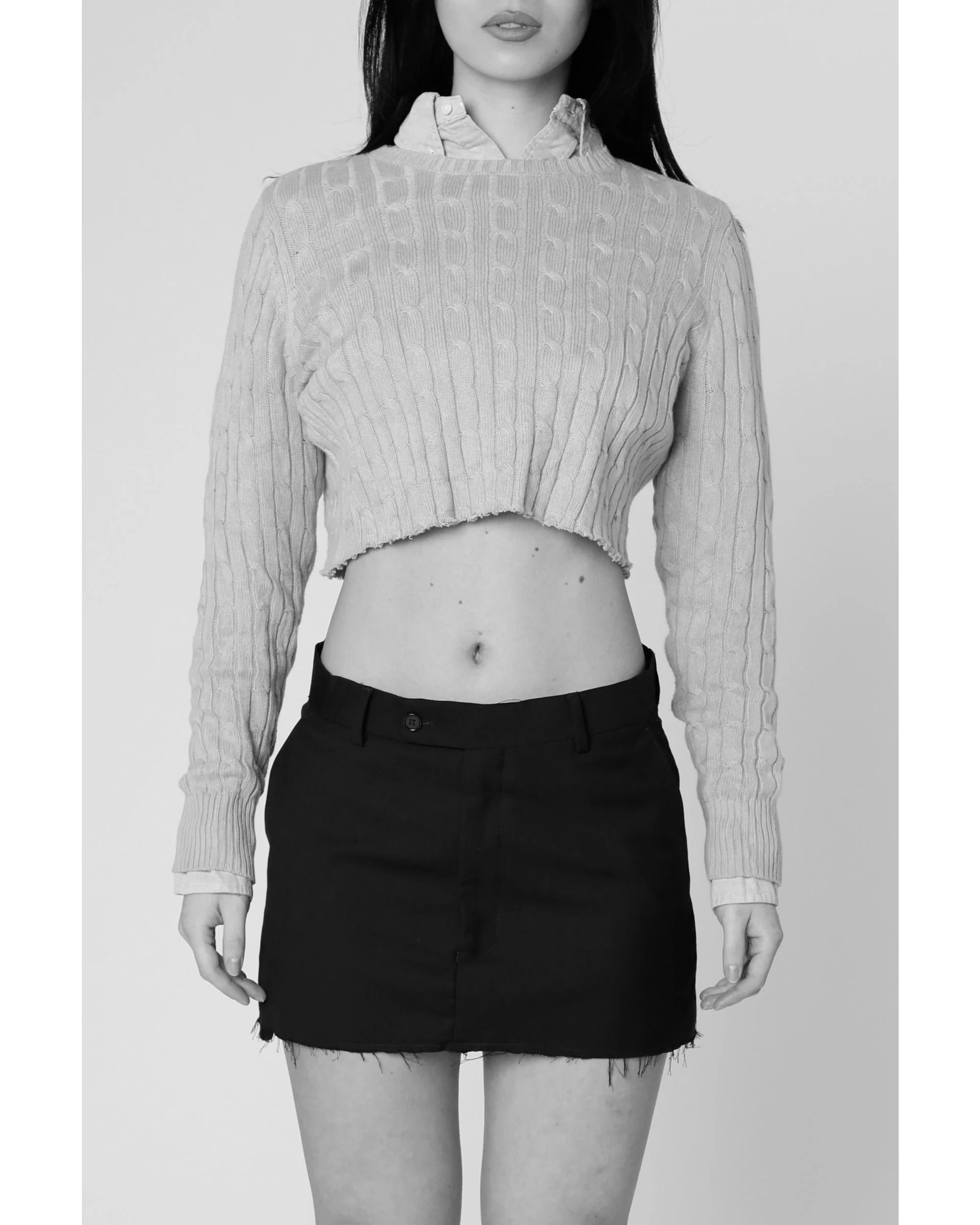Rework Crop Knit Sweater - L - Image 2