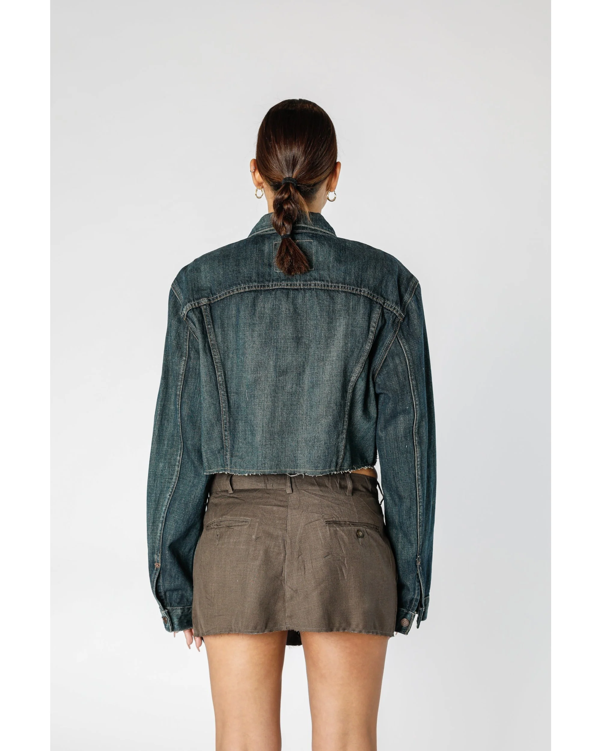 Rework Vintage Levi's Crop Denim Jacket - XL - Image 3