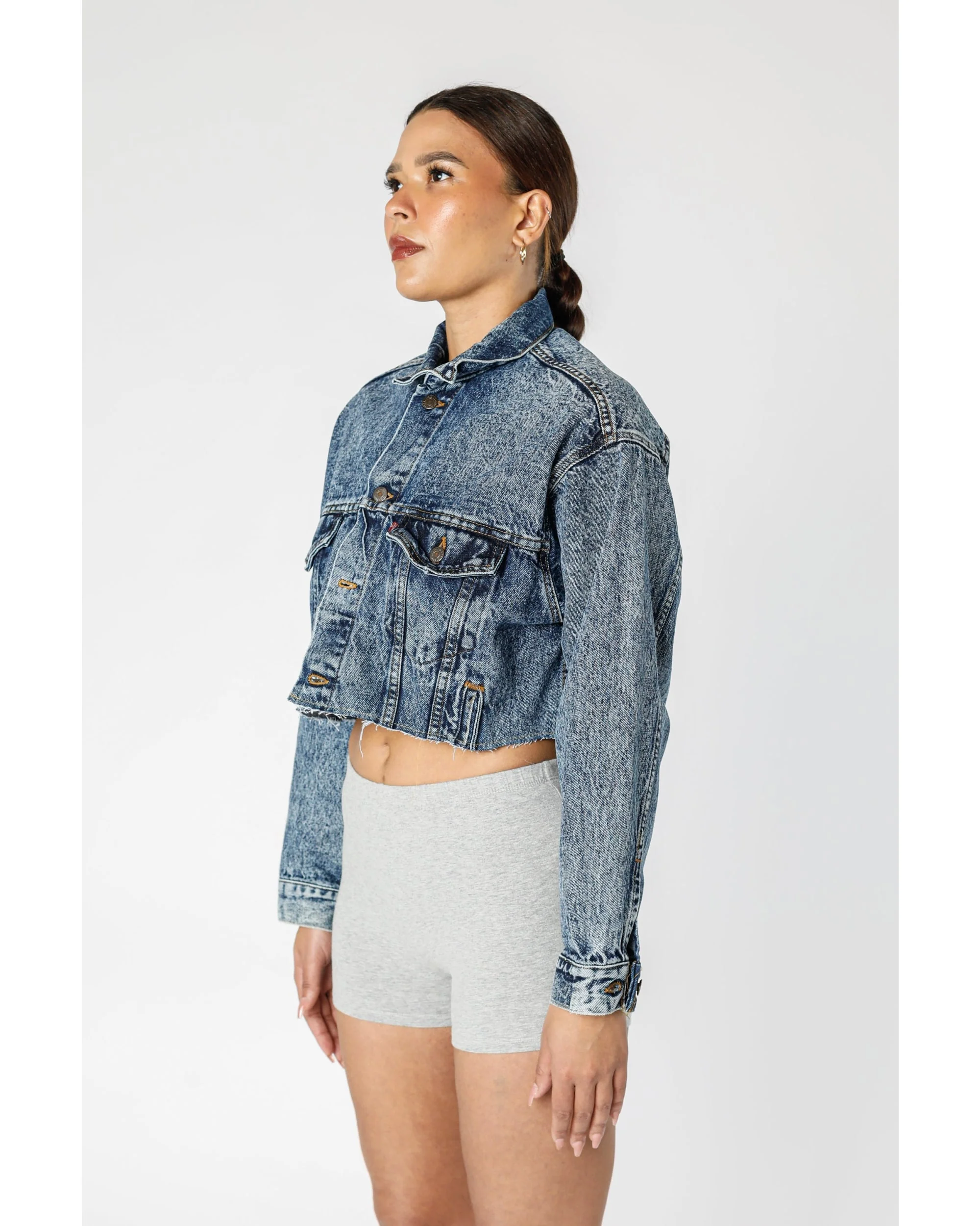 Rework Vintage Levi's USA Crop Denim Jacket - M - Image 2