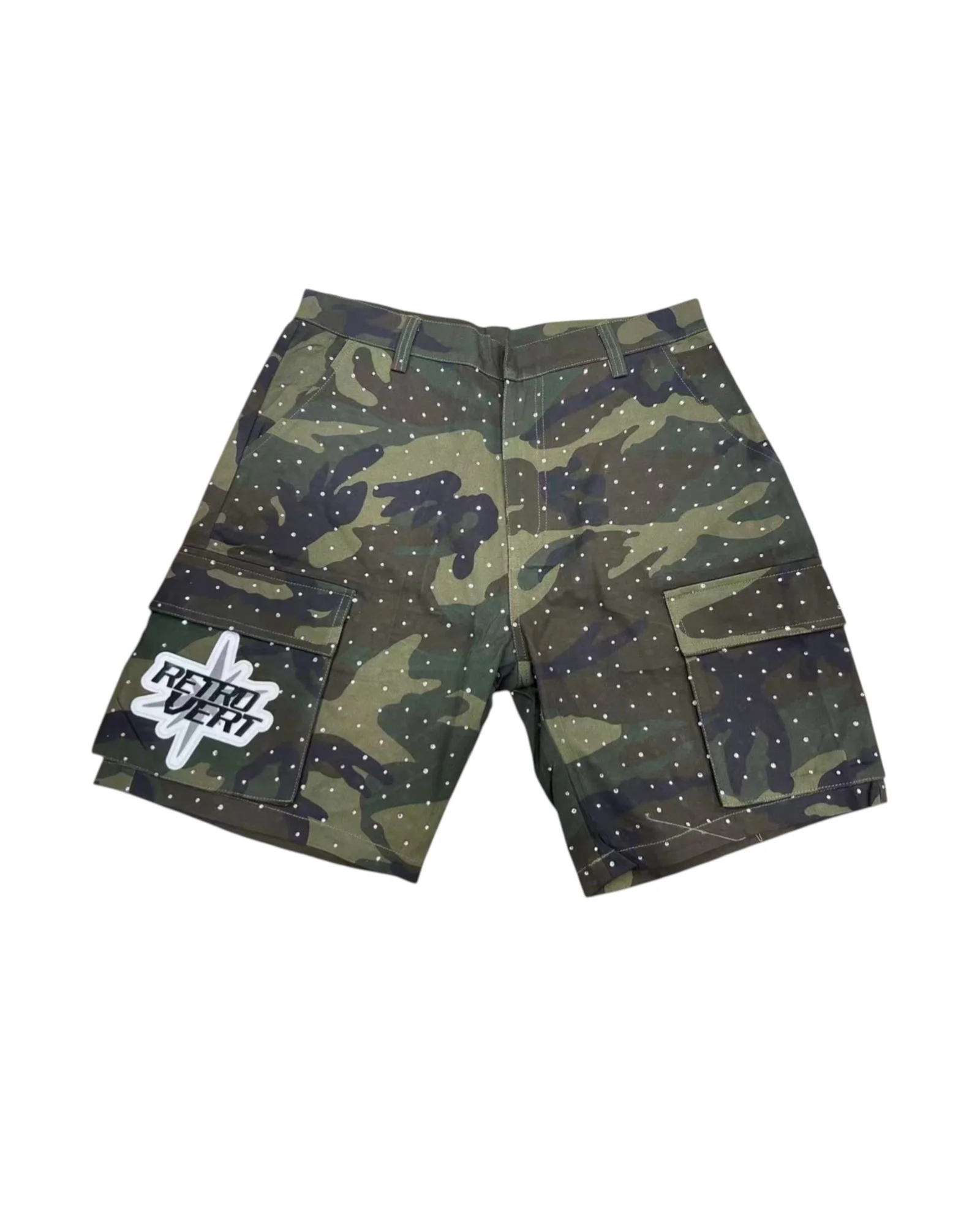 Rhinestone Camo Shorts - Green