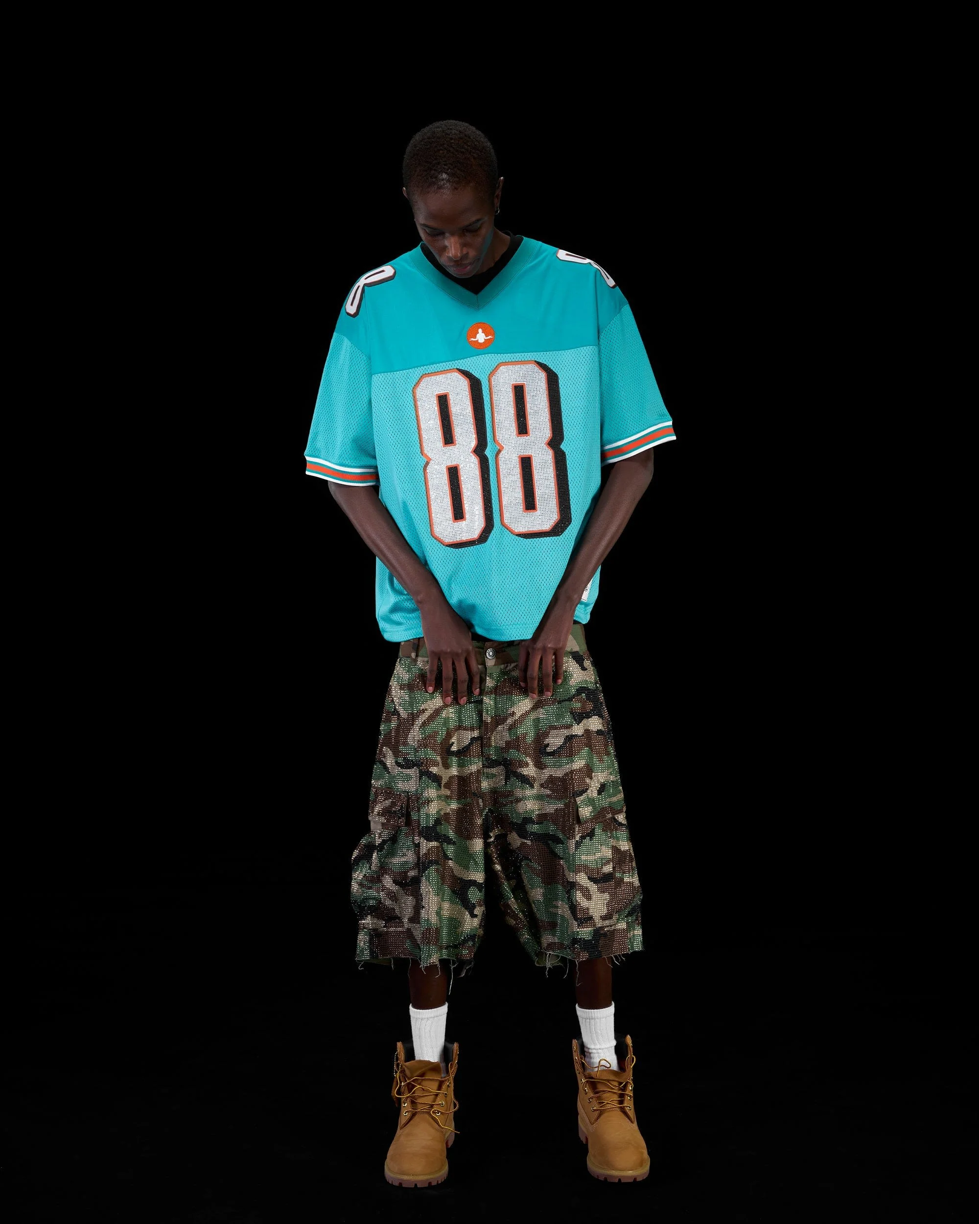 RHINESTONE FOOTBALL JERSEY - BLUE - Image 3