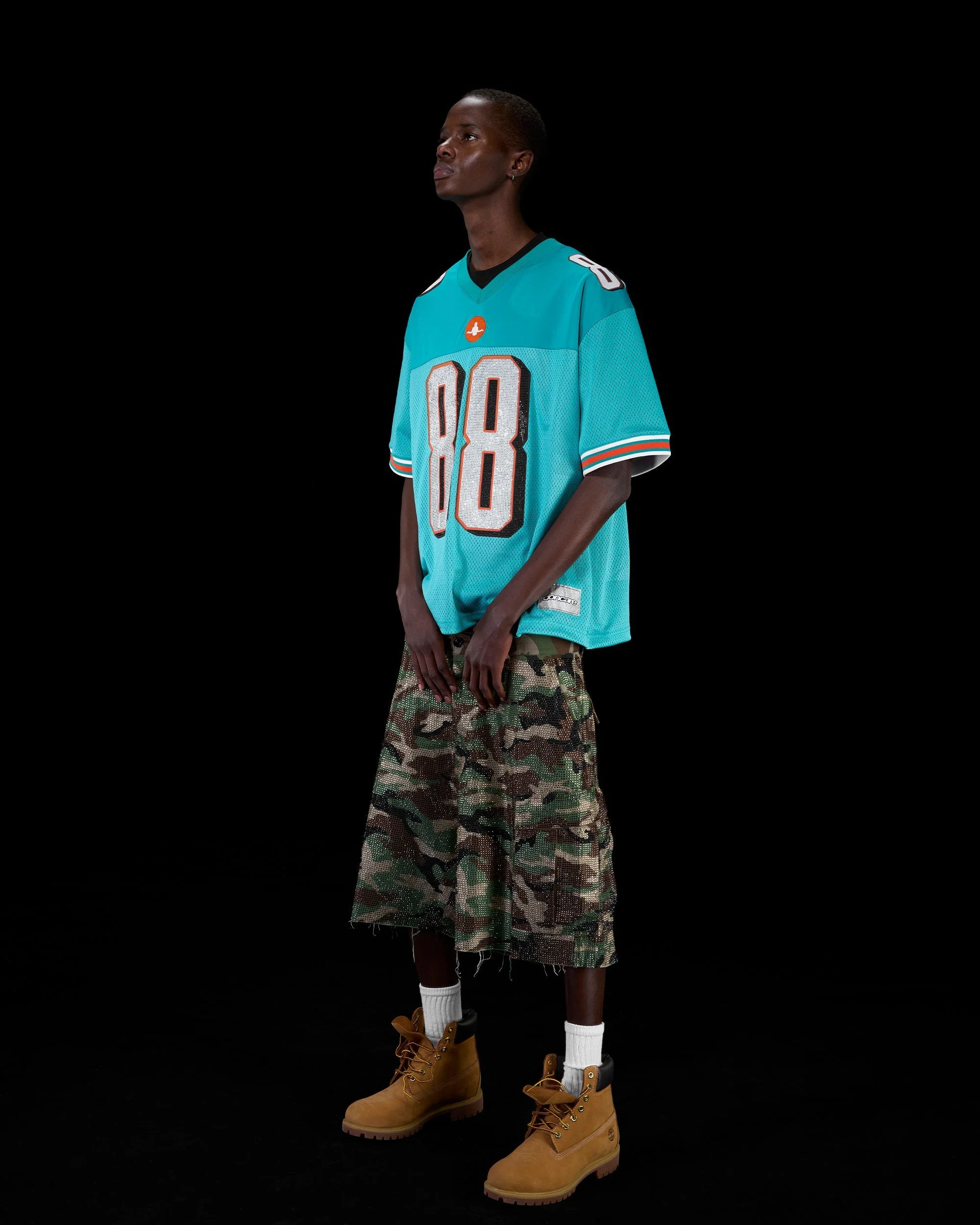 RHINESTONE FOOTBALL JERSEY - BLUE - Image 5