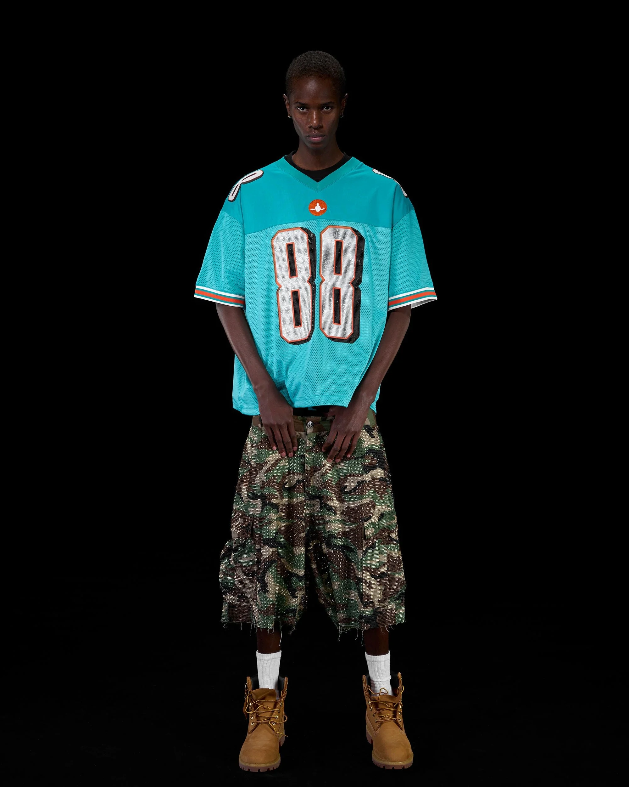 RHINESTONE FOOTBALL JERSEY - BLUE - Image 7