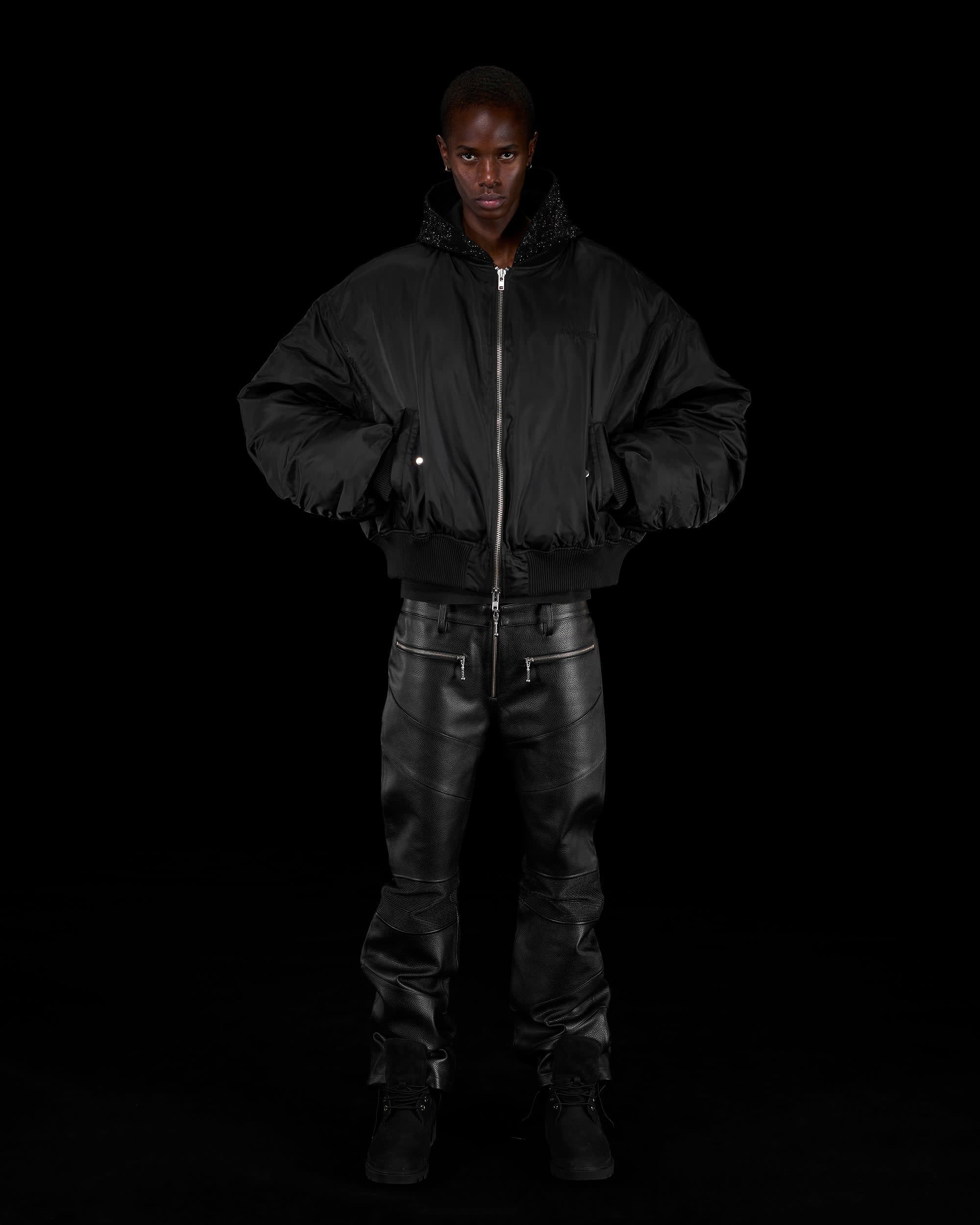 RHINESTONE HOODED BOMBER JACKET - Image 12