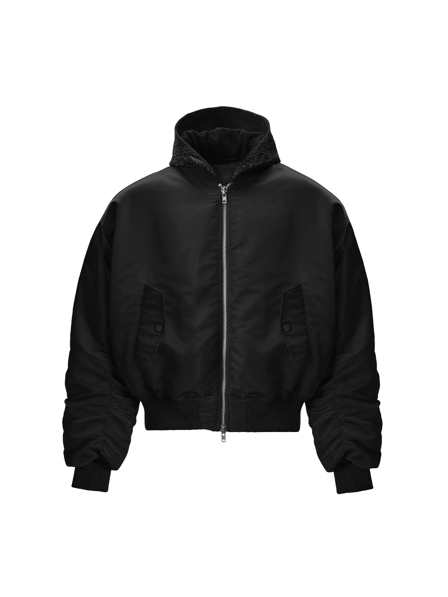 RHINESTONE HOODED BOMBER JACKET - Image 14
