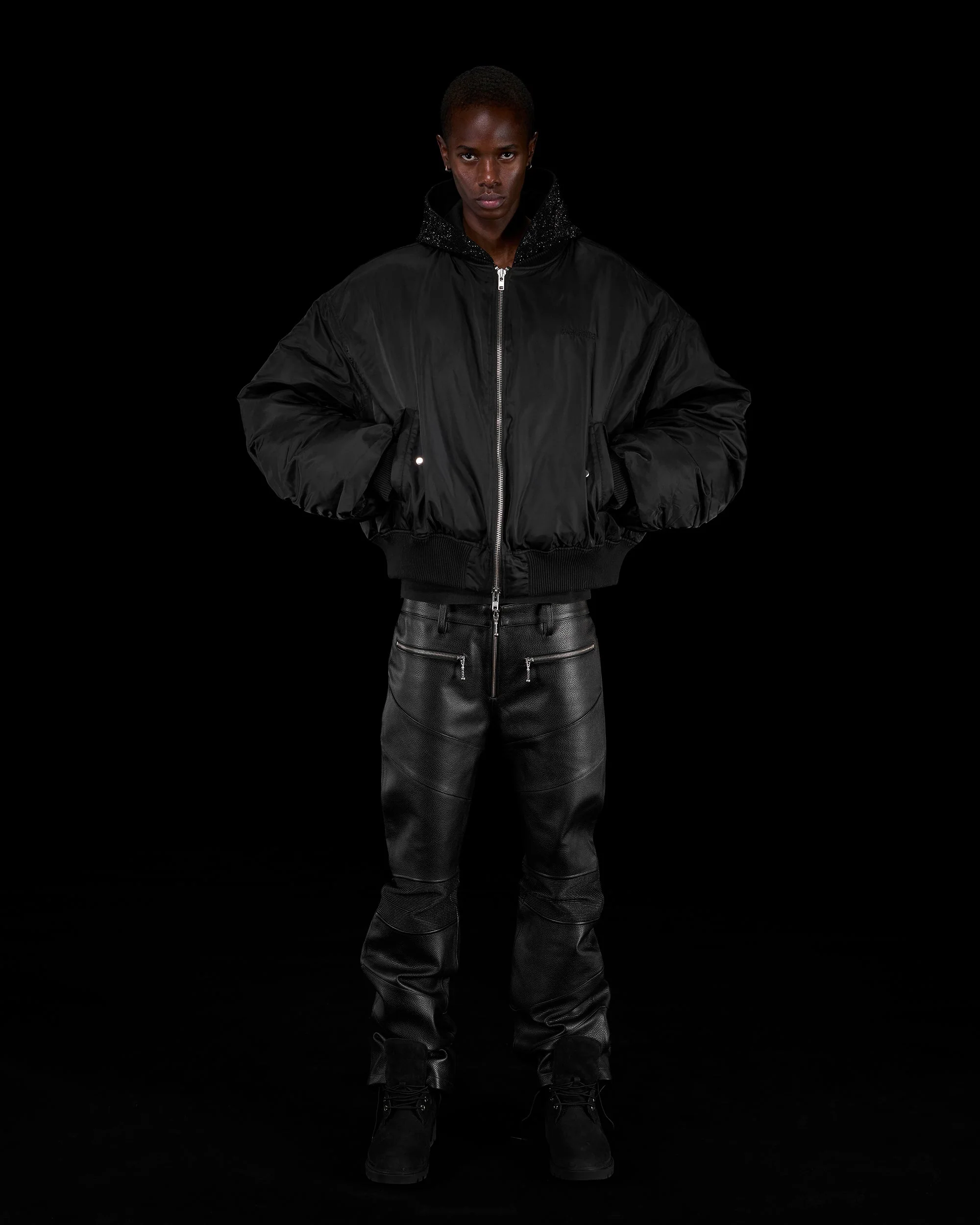 RHINESTONE HOODED BOMBER JACKET - Image 19