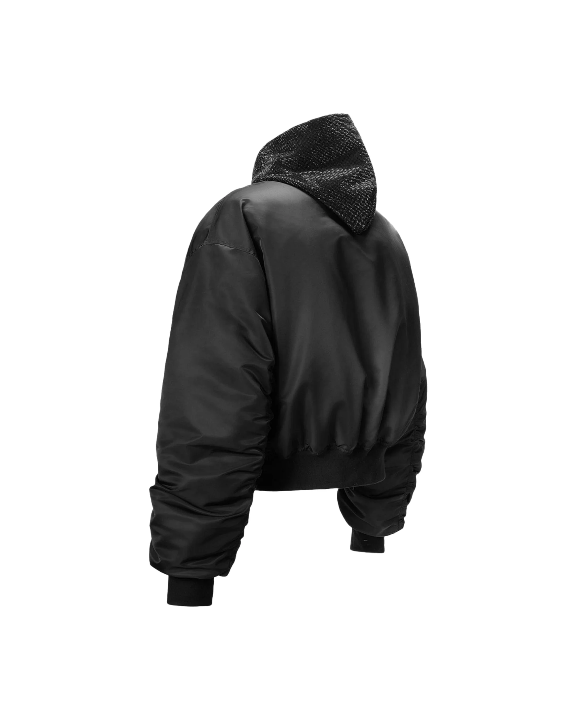 RHINESTONE HOODED BOMBER JACKET - Image 3