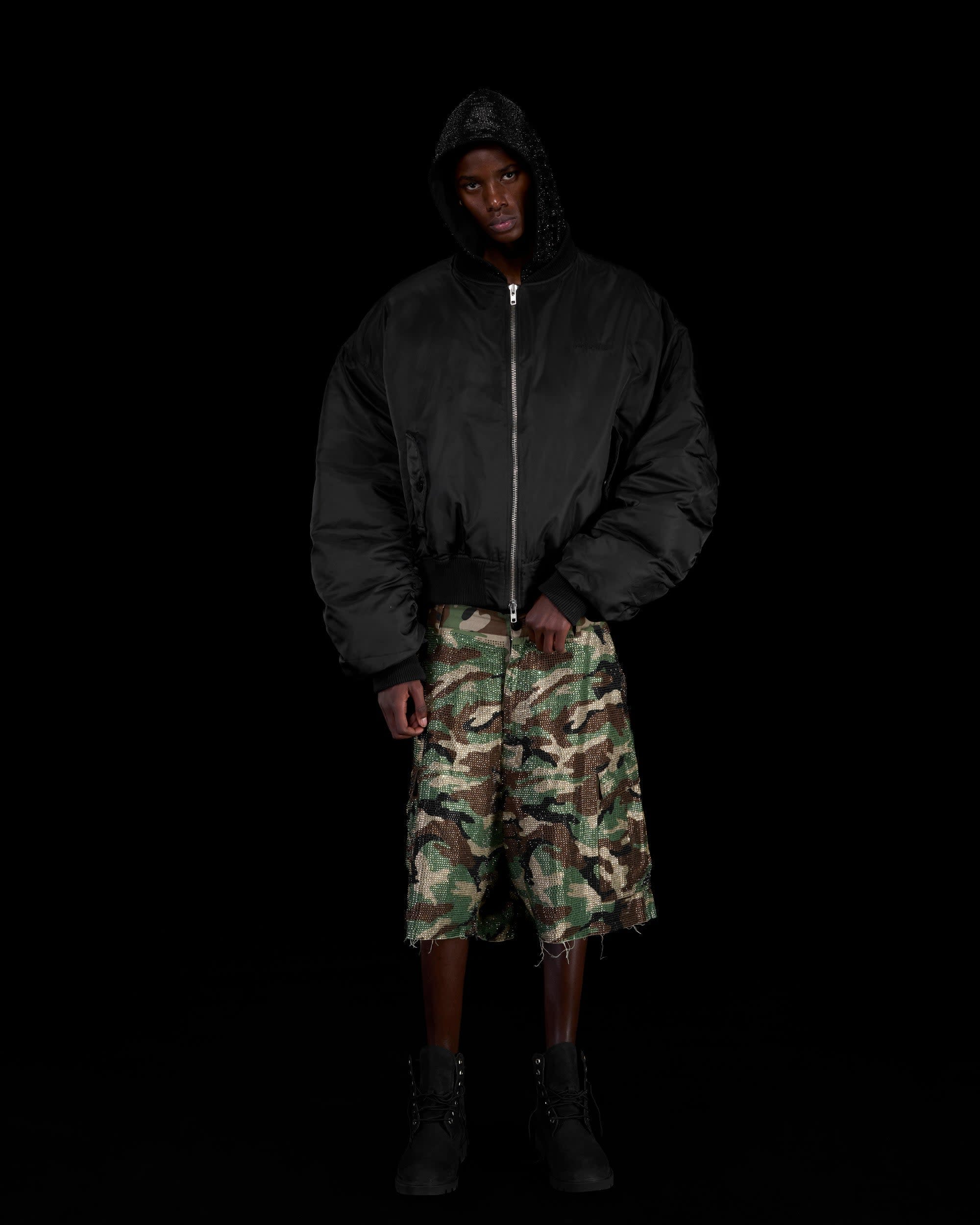 RHINESTONE HOODED BOMBER JACKET - Image 8