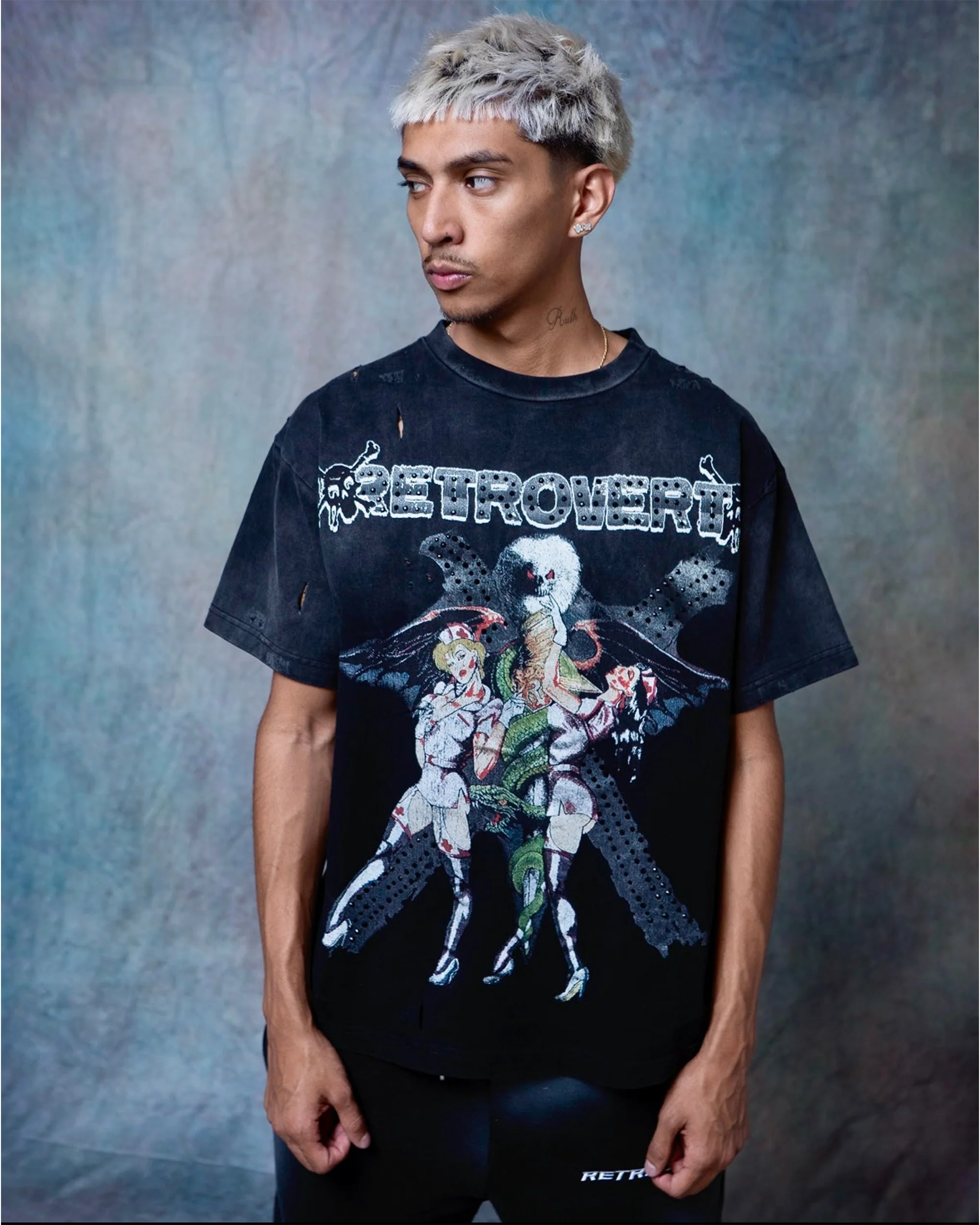 Rhinestone Nurse Tee - Black - Image 2