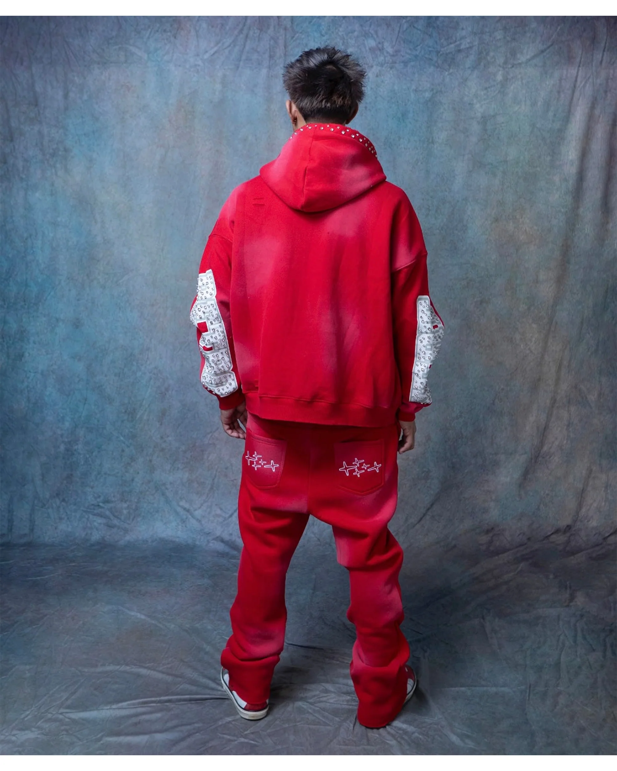 RHINESTONE STAR EAGLE HOODIE RED - Image 5