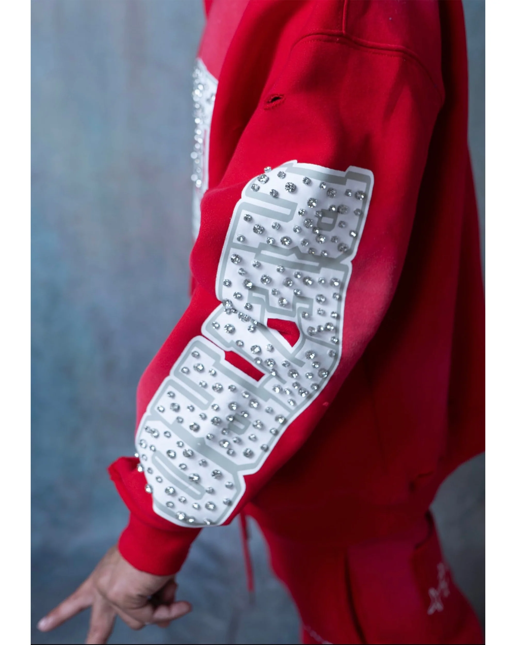 RHINESTONE STAR EAGLE HOODIE RED - Image 8