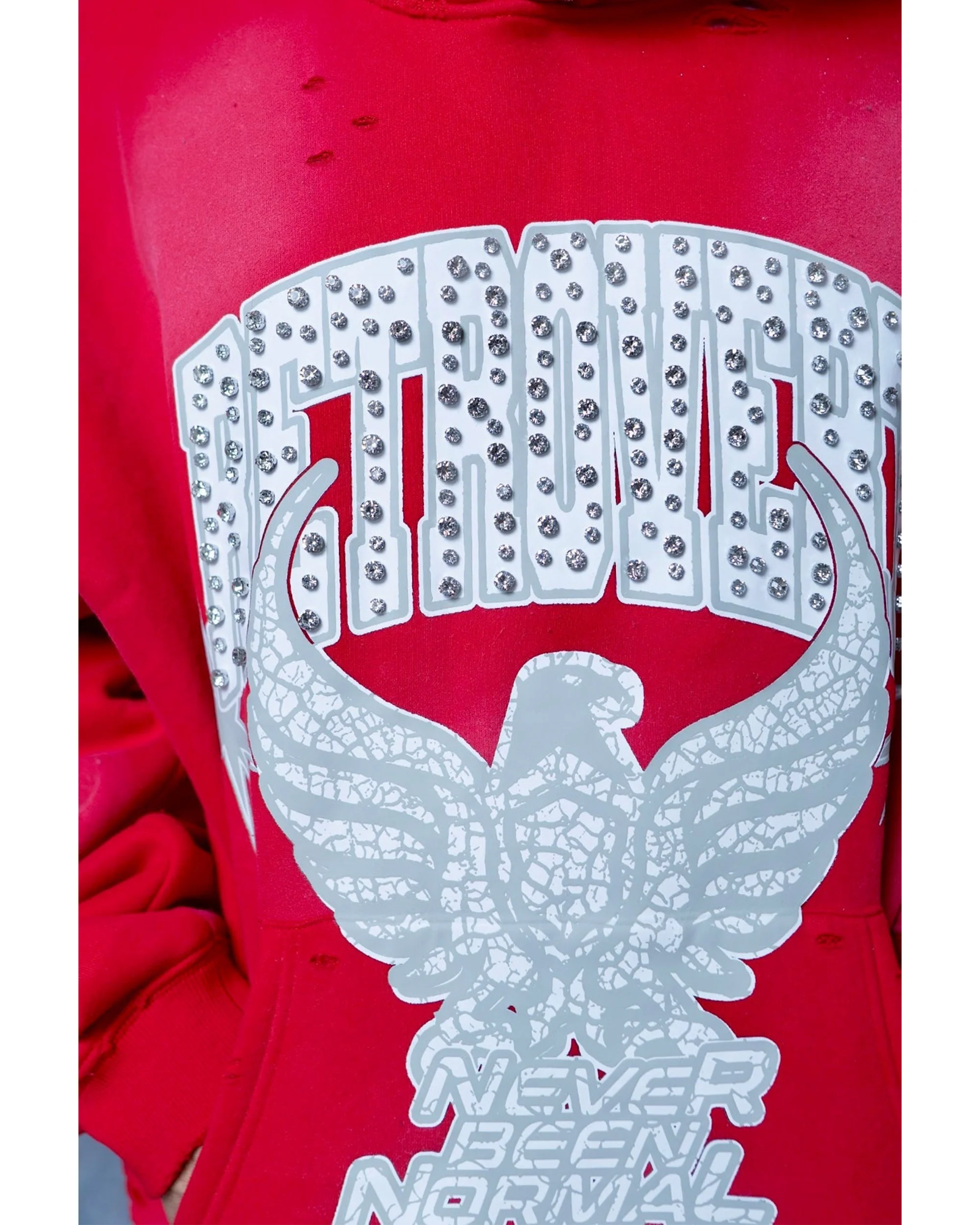 RHINESTONE STAR EAGLE HOODIE RED - Image 9