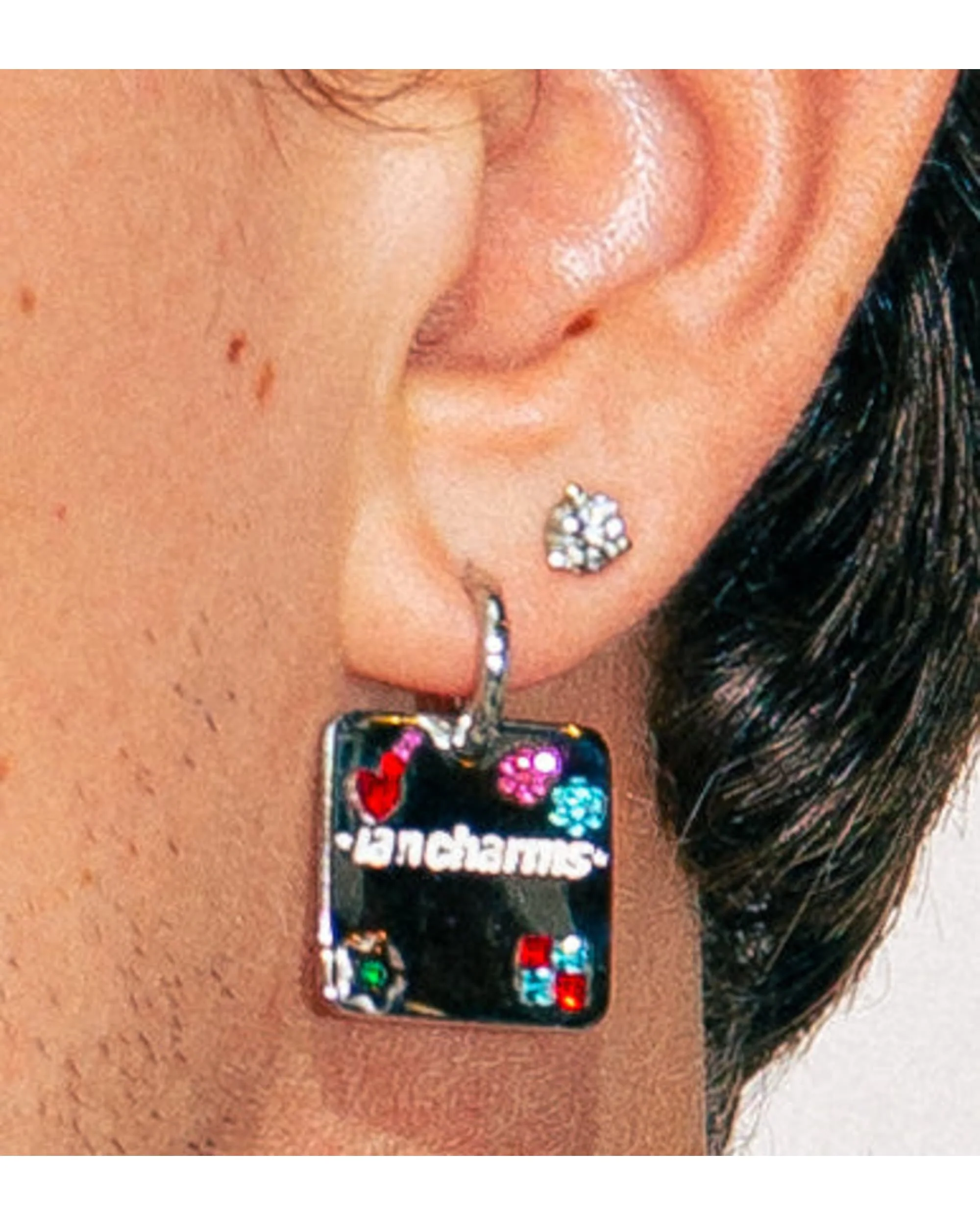 rhinestoned and alone single earring/pendant - Image 4