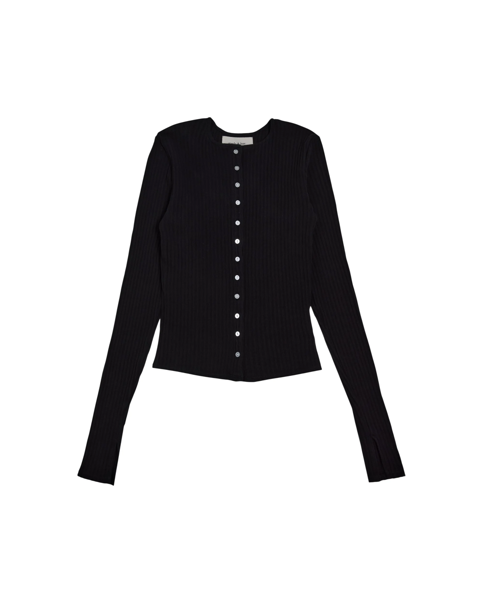 Rib Knit Cardigan Black