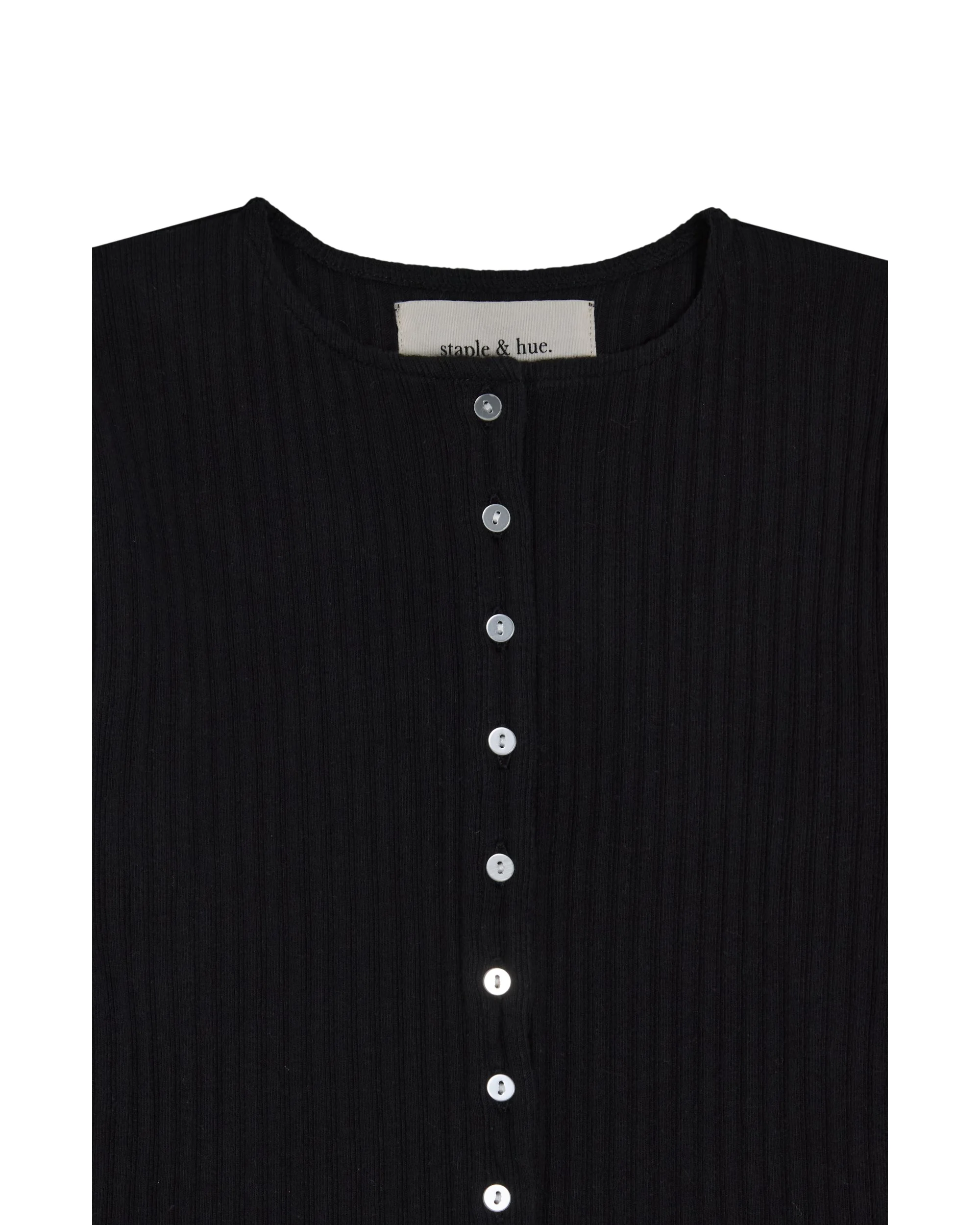 Rib Knit Cardigan Black - Image 3