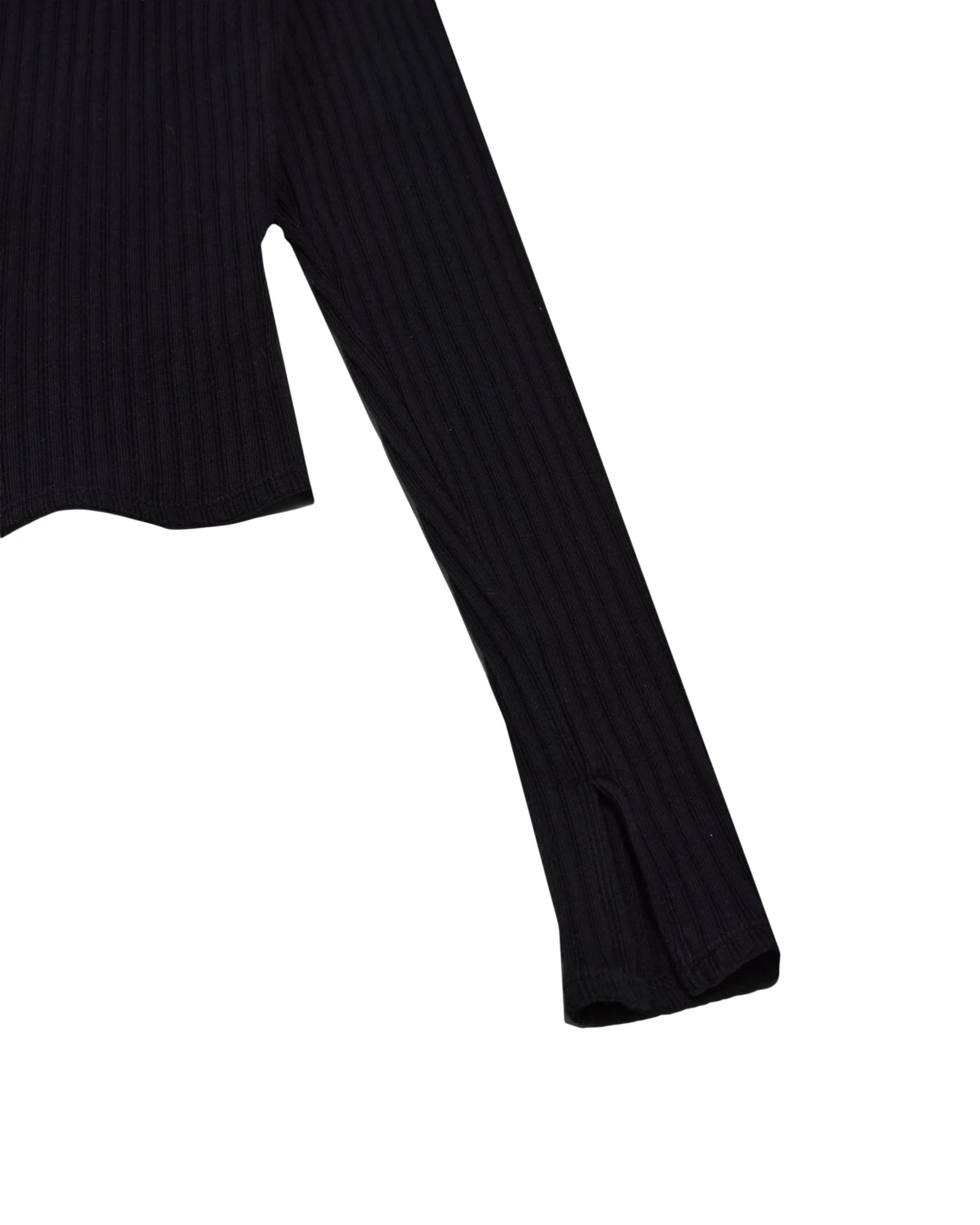 Rib Knit Cardigan Black - Image 9