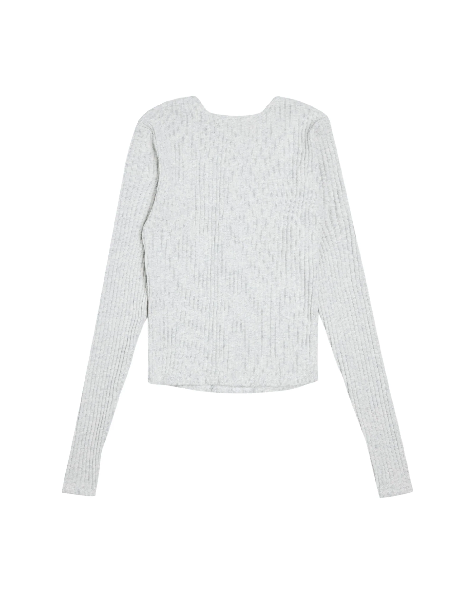 Rib Knit Cardigan Grey Marle - Image 2