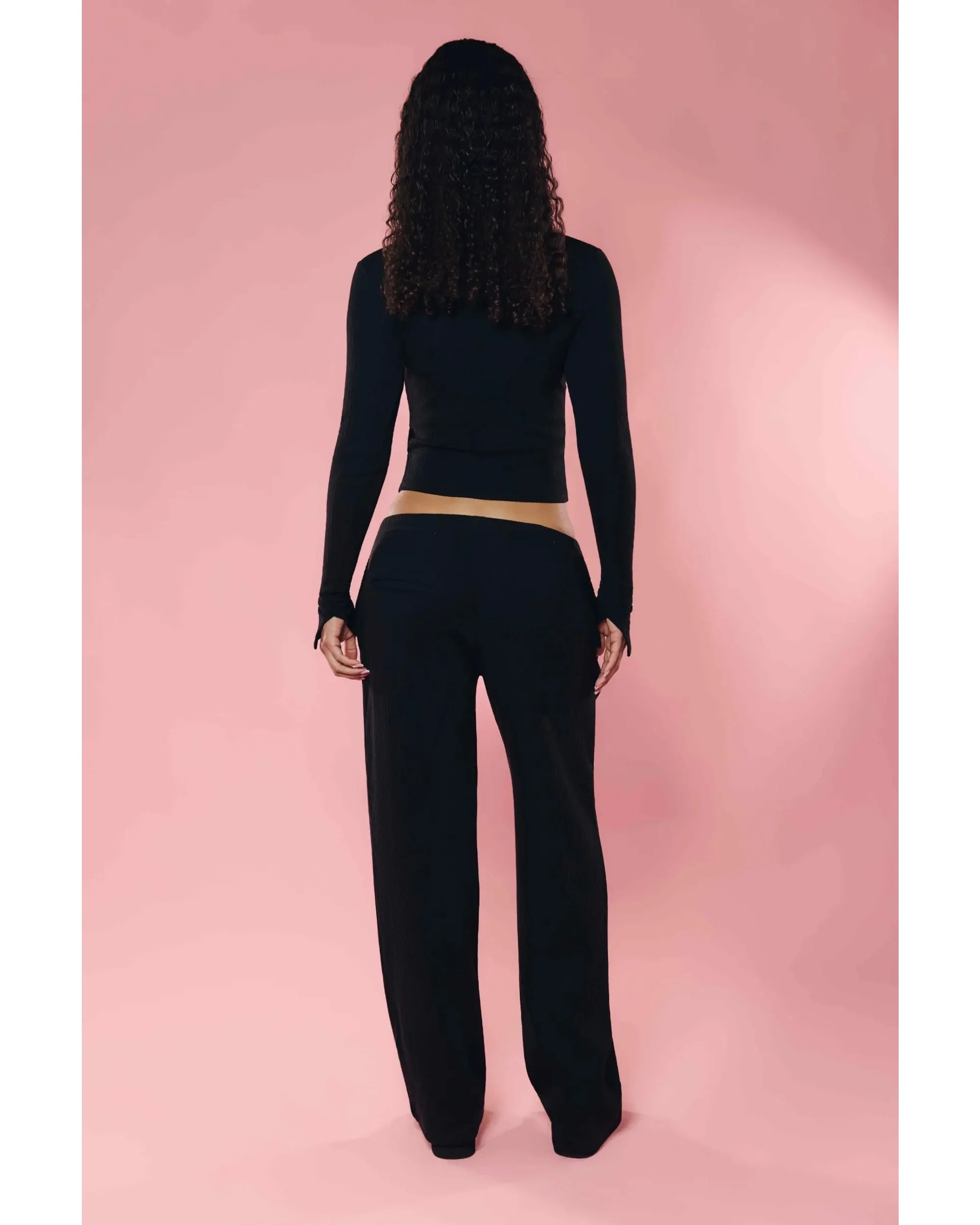 Rib Knit Pant Black - Image 6