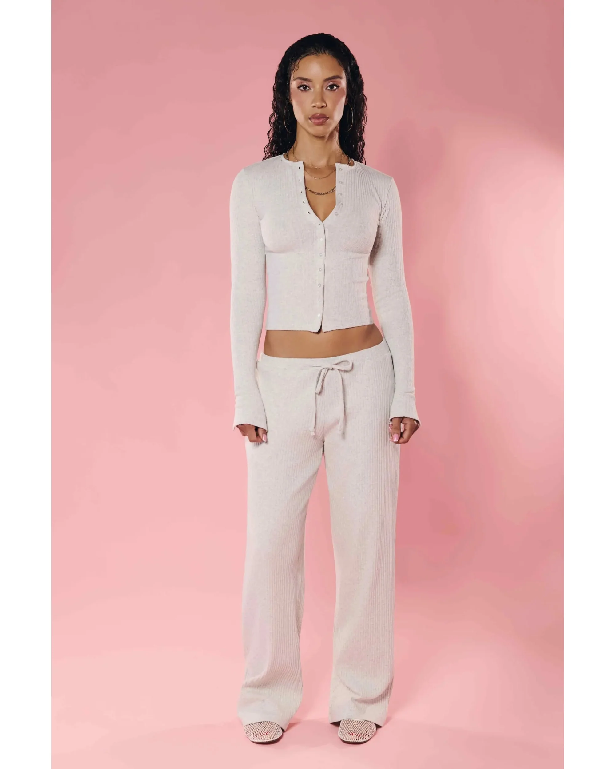 Rib Knit Pant Grey Marle - Image 3