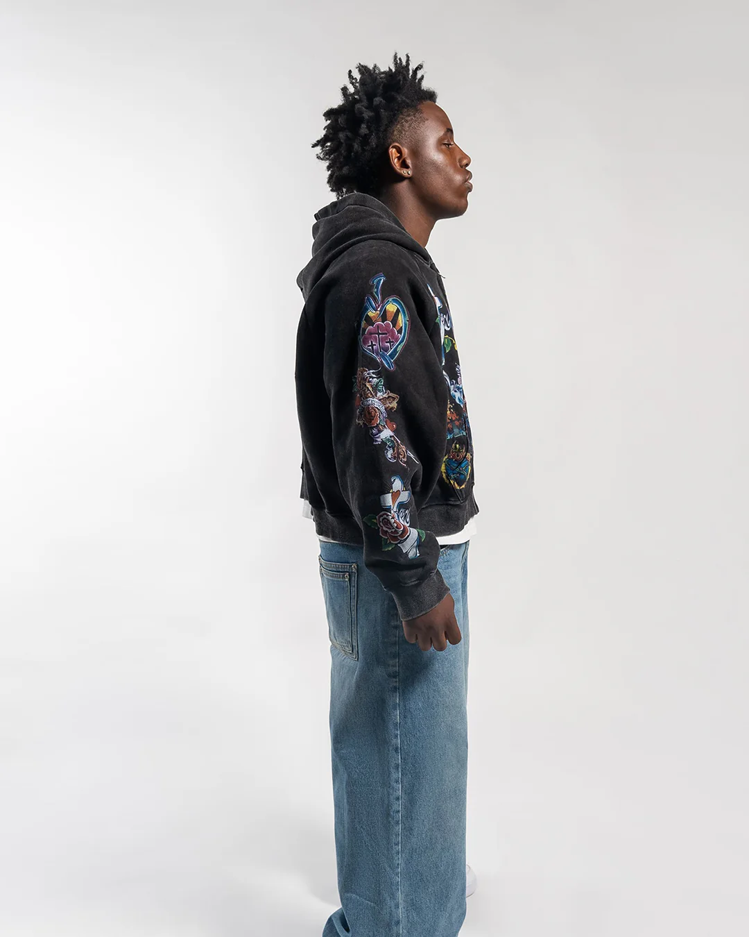 "Risen King" Cropped Zip (Black) - Image 3