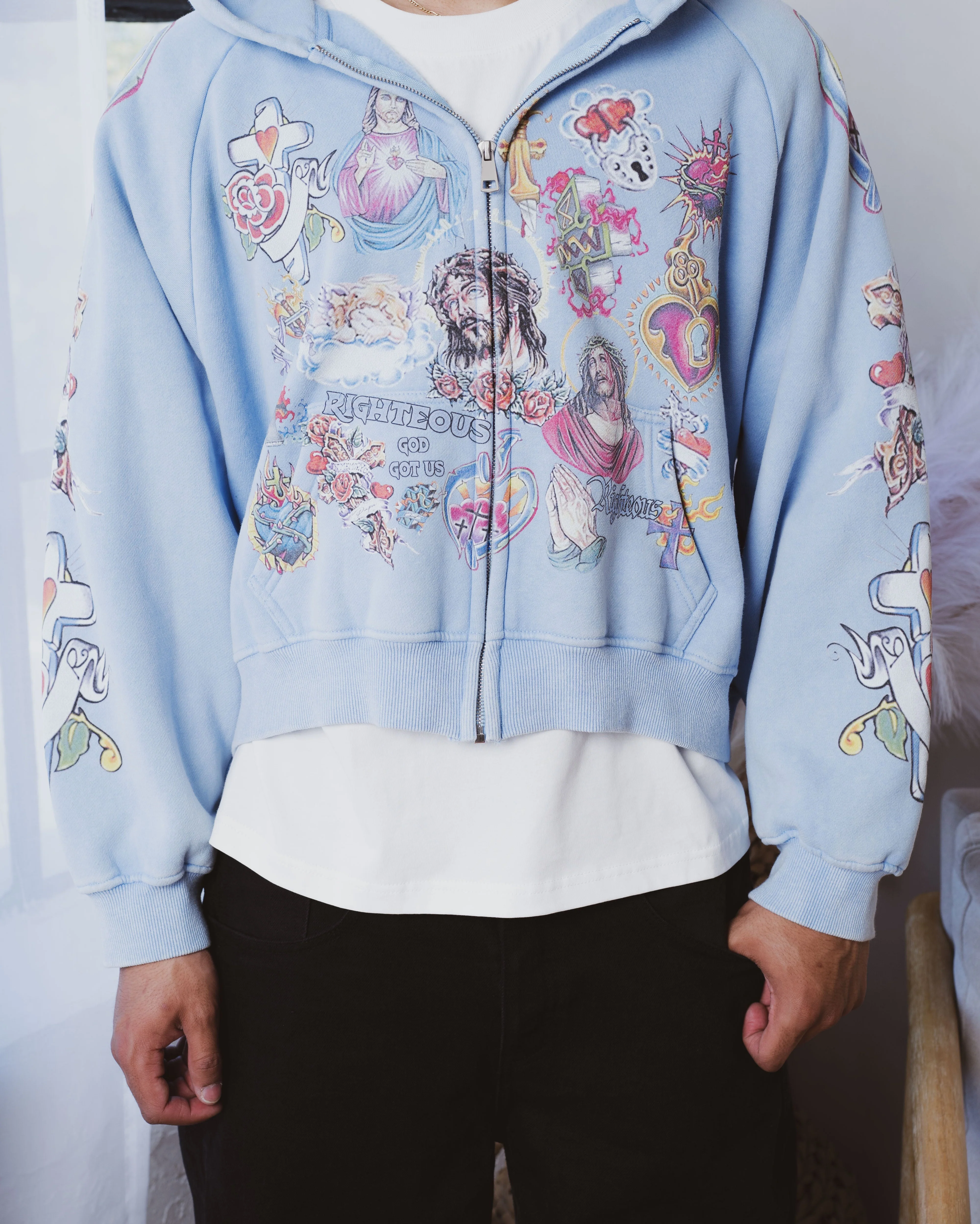 Risen King Cropped Zip (Blue) - Image 3