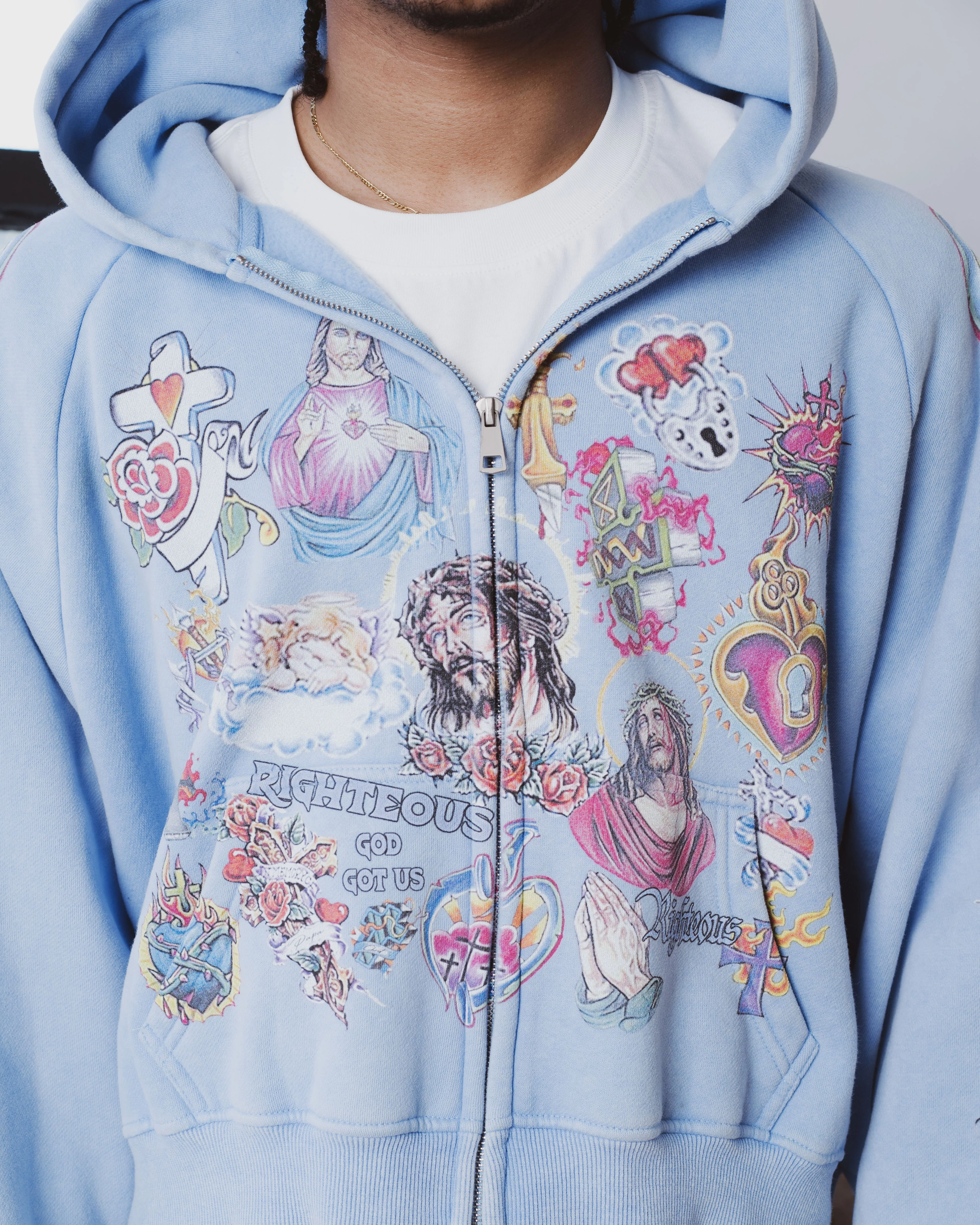 Risen King Cropped Zip (Blue) - Image 4